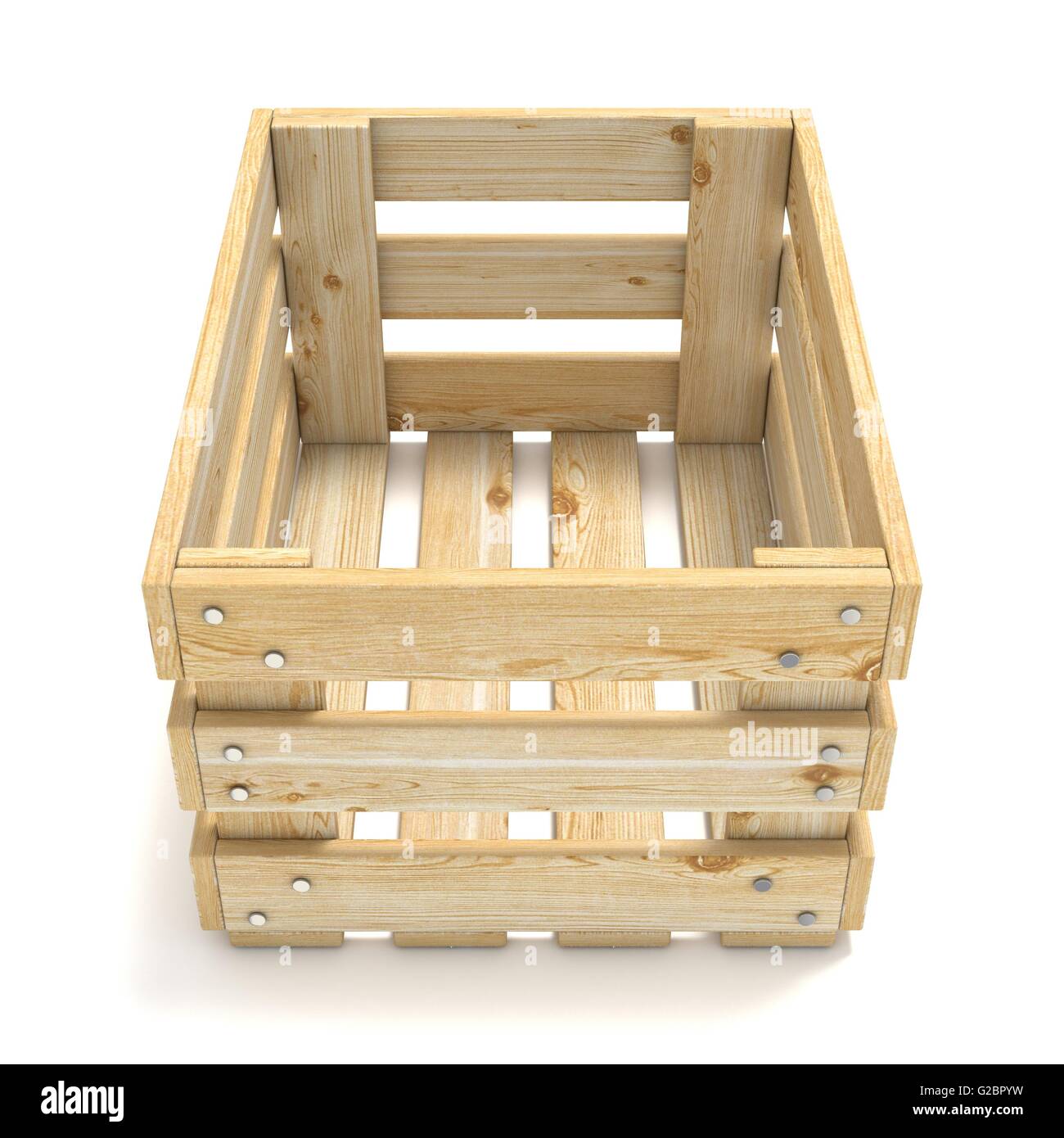 Empty Wooden Crate Front View 3D Render Illustration Isolated On Empty Wooden Crate Front View 3D Render Illustration Isolated On