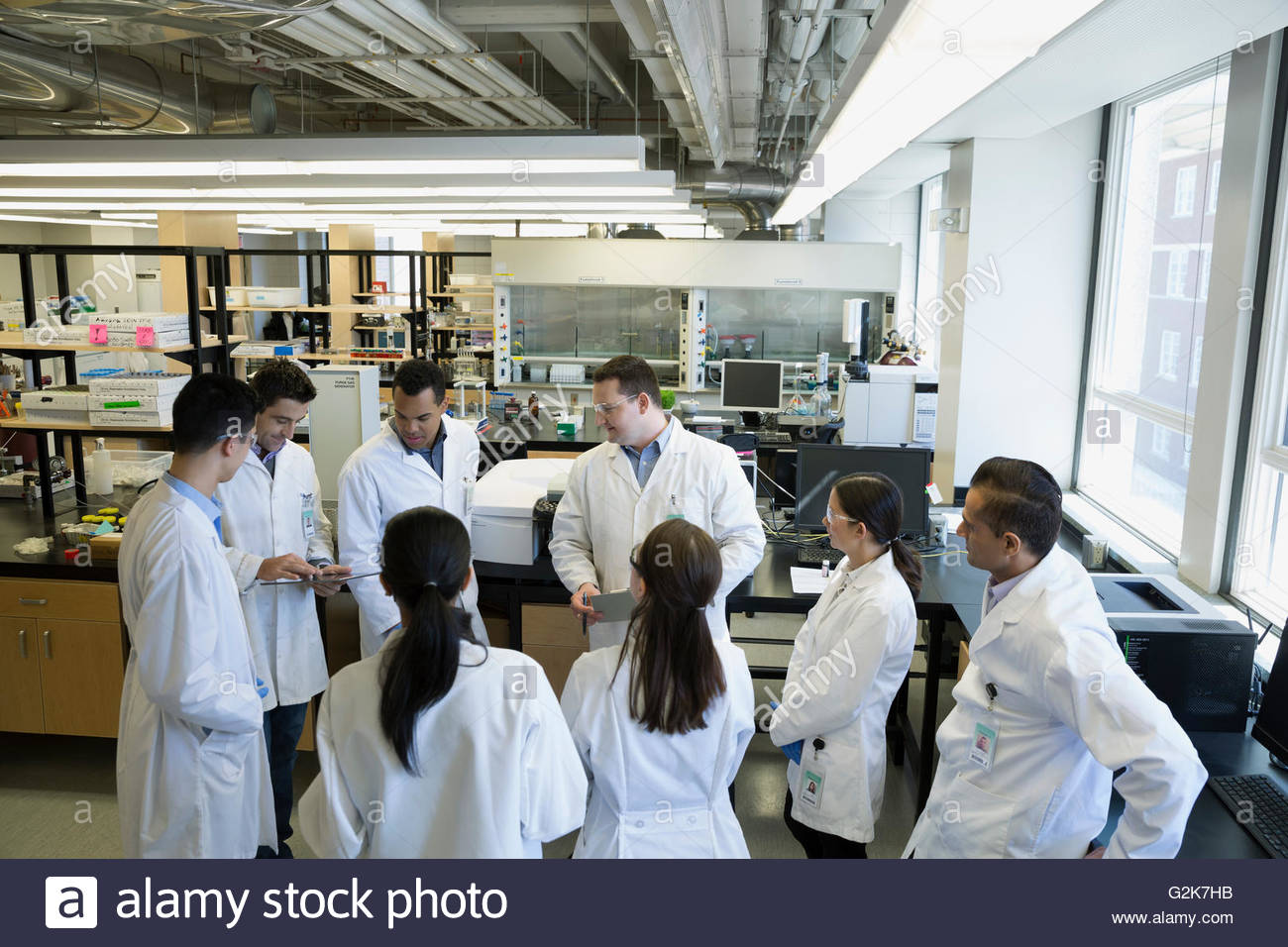 Scientists meeting in laboratory Stock Photo, Royalty Free Image