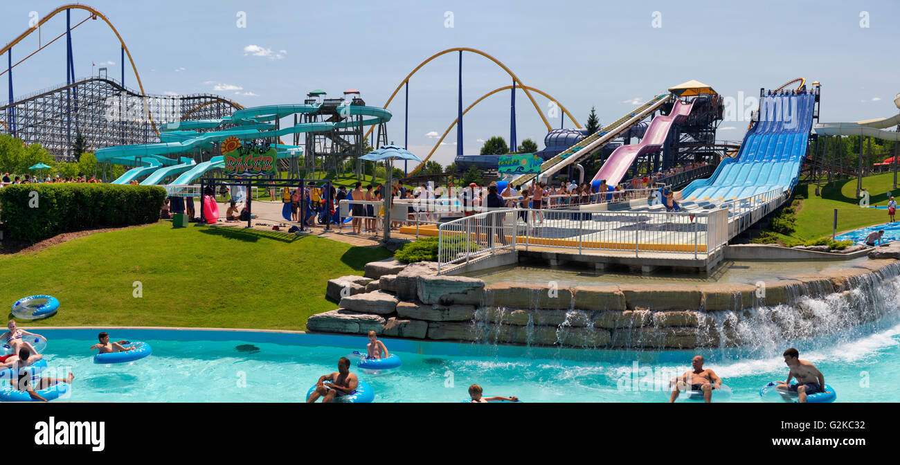 People at a water park at Canada's Wonderland amusement park Stock