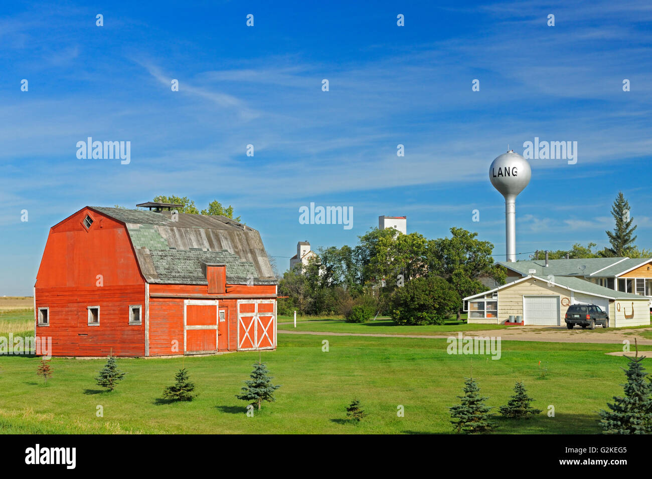 Red barn Lang Saskatchewan Canada Stock Photo, Royalty Free Image