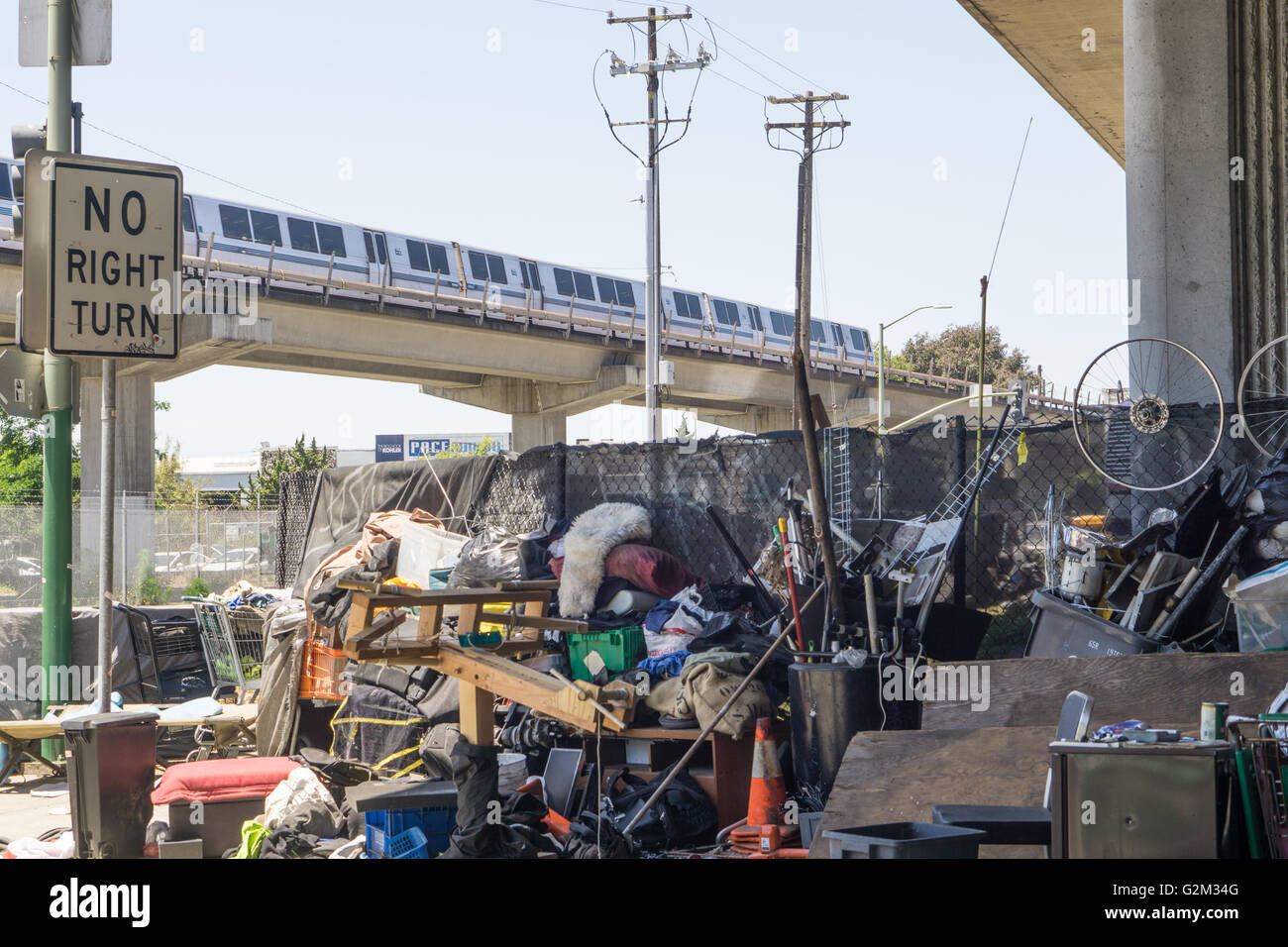 Homeless Encampment, Oakland, CA Stock Photo, Royalty Free Image