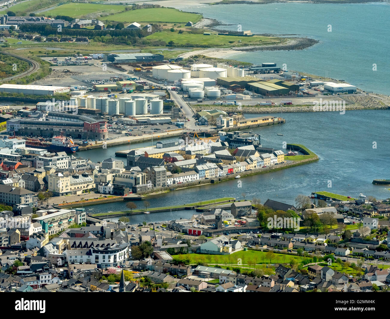 Aerial view, harbor, Galway Business Enterprise Park, The Docks Stock