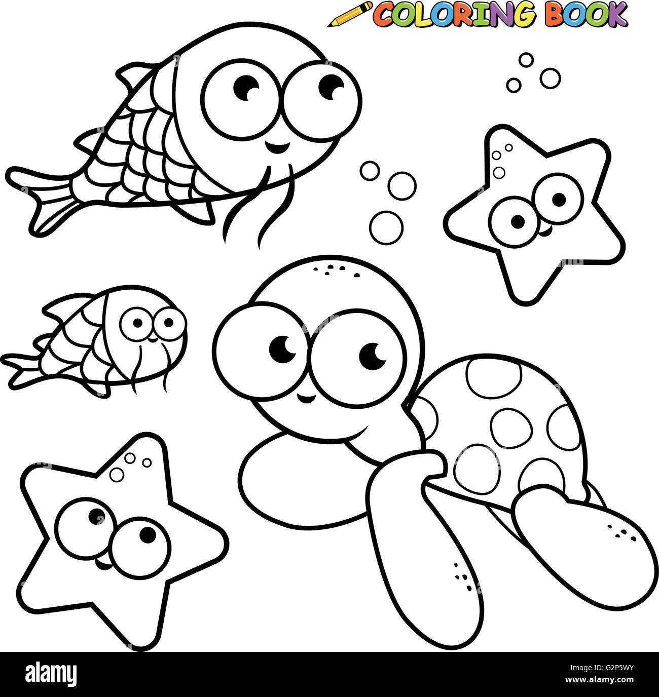 Black And White Outline Image Sea Animals Coloring Book Page Farm Animal Coloring Pages Black And White Outline Image Sea Animals Coloring Book Page