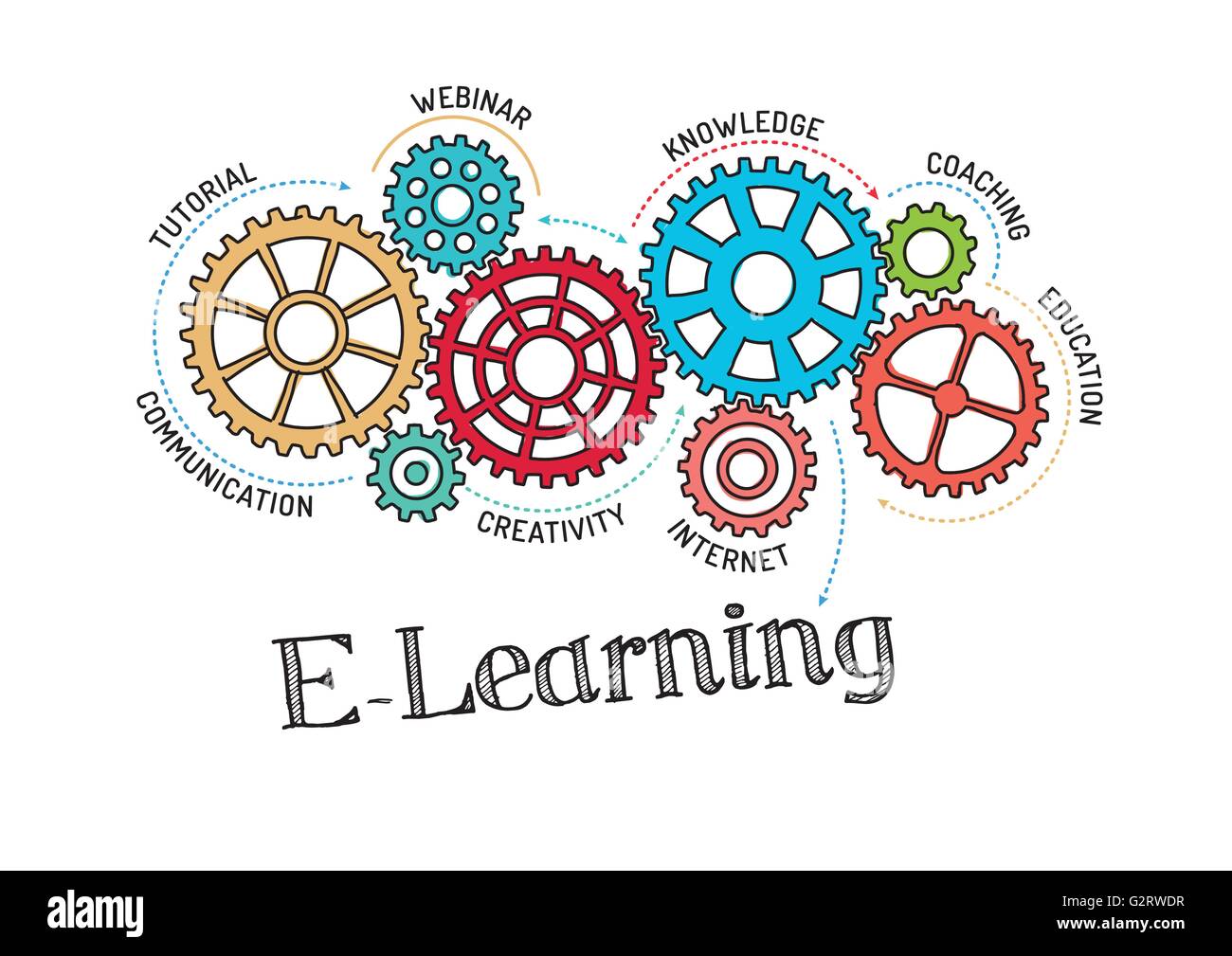 Gears and ELearning Mechanism Stock Vector Art & Illustration, Vector