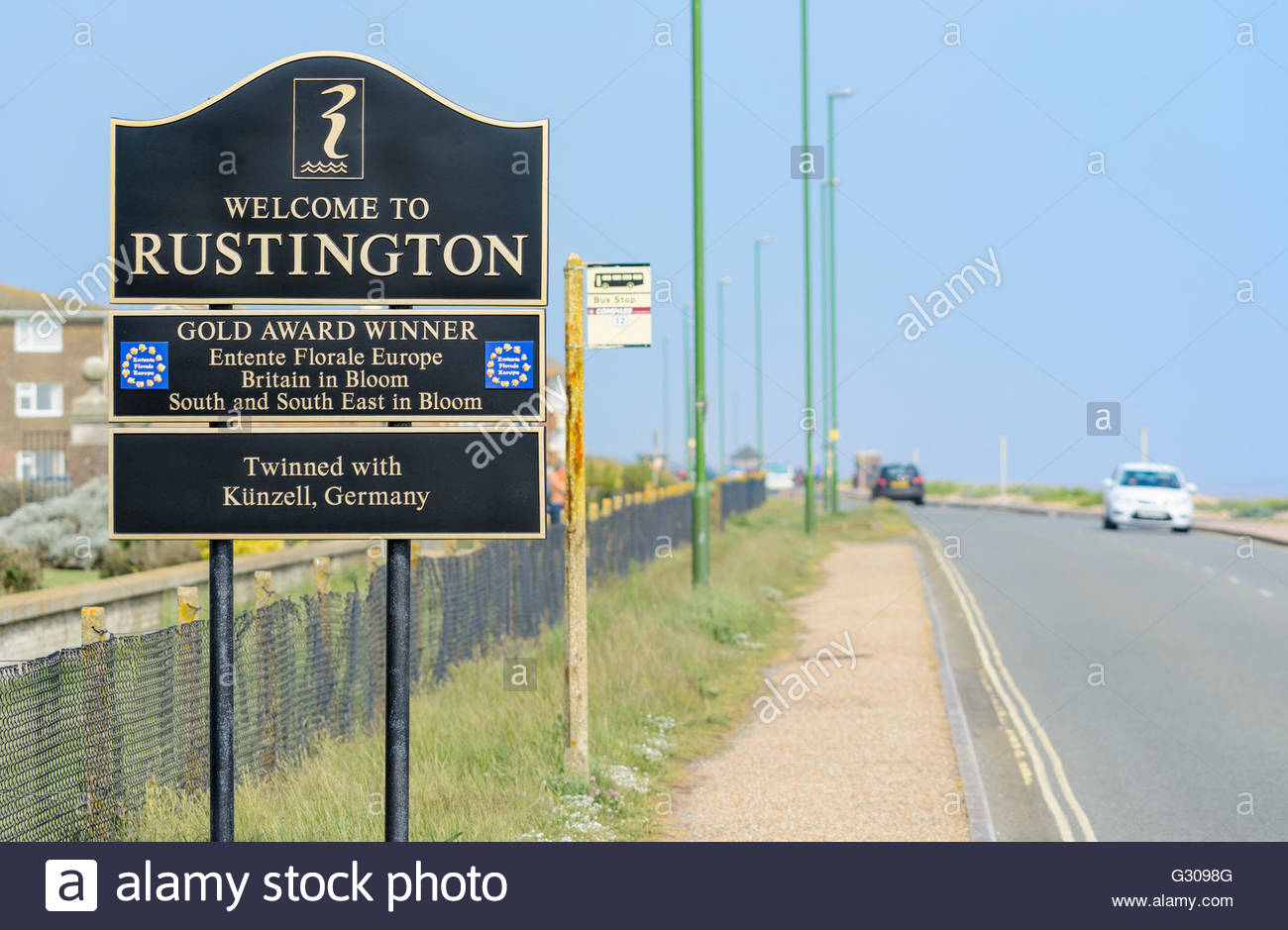 To Rustington Sign On A Main Road In Rustington, West Sussex