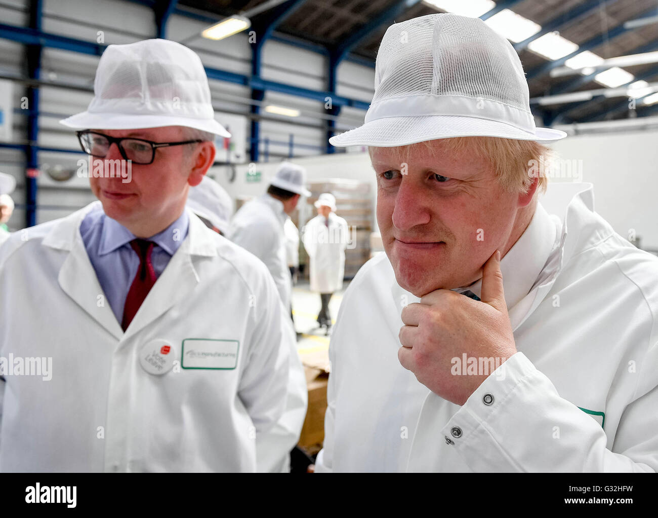 Boris Johnson And Michael Gove As They Tour Of The DCS Group Stratford