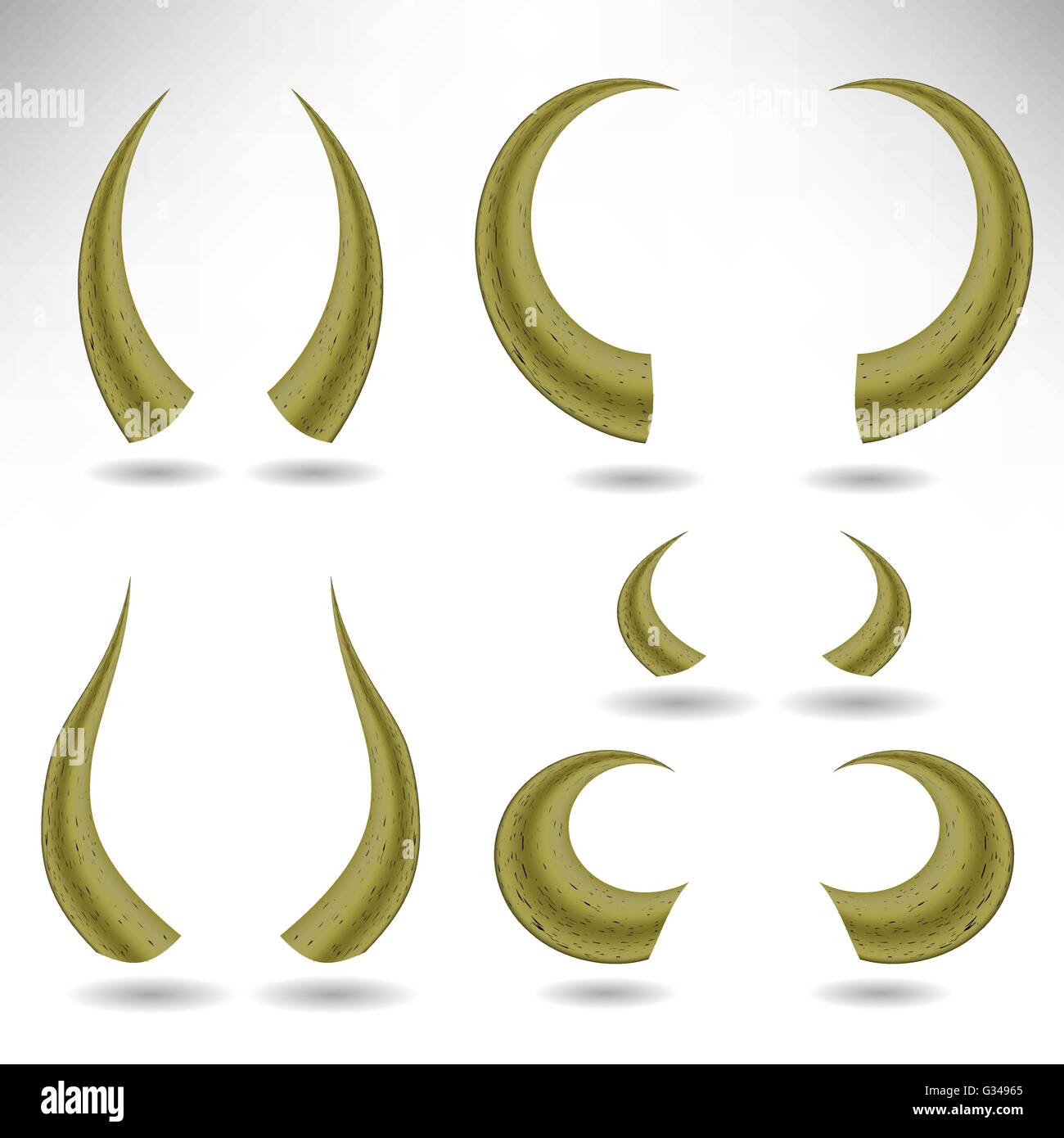 Animal Horns Isolated. Bull Horns Stock Vector Art & Illustration