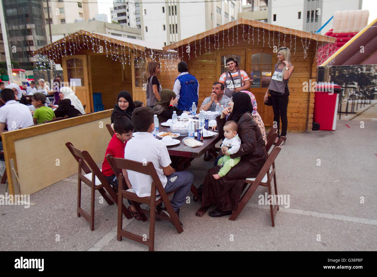 Beirut, Lebanon. 9th June, 2016. Devout Muslim families prepare to
