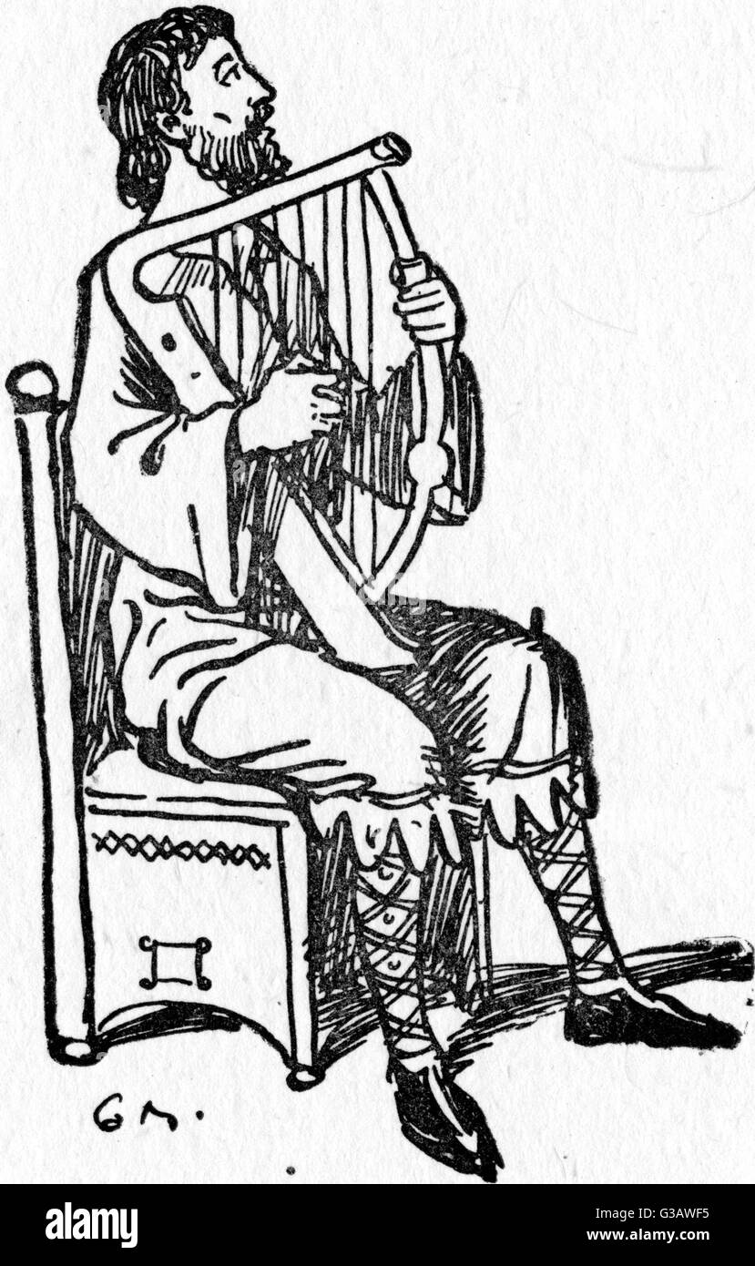A European medieval minstrel, a (sometimes itinerant) bard who Stock