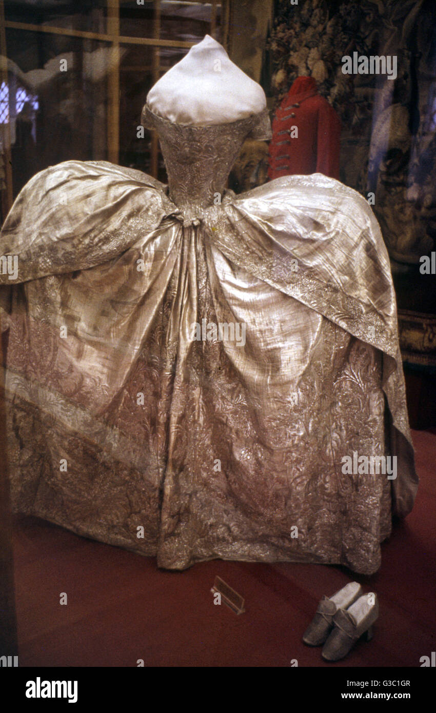 Catherine the Great of Russia, wedding dress on display in the Stock