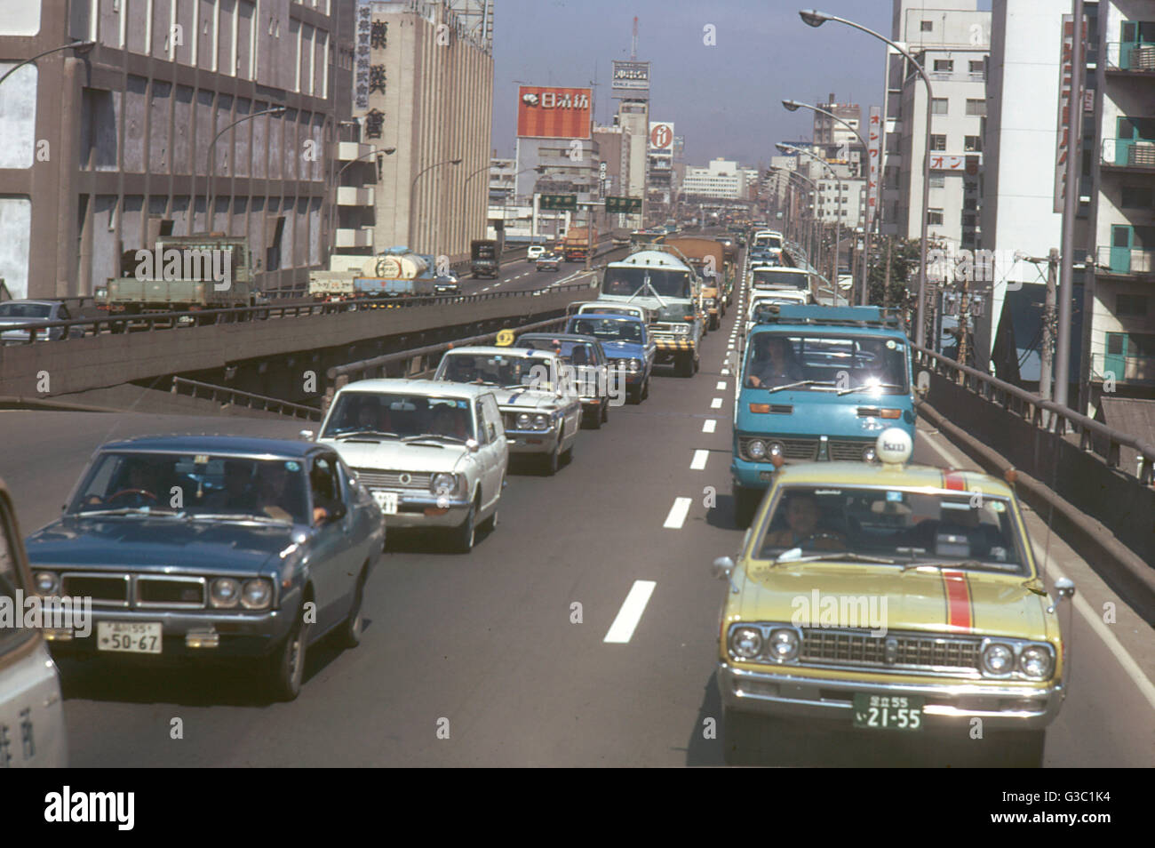 Road full of traffic leading to the airport, Tokyo, Japan. Date Stock Photo, Royalty ...