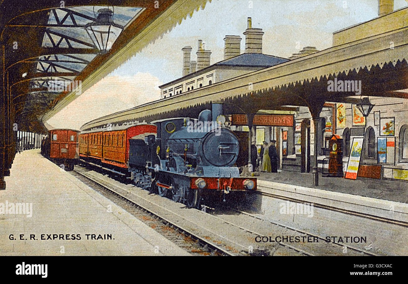 Colchester Railway Station G.E.R. Express Train Date circa Stock Photo, Royalty Free Image