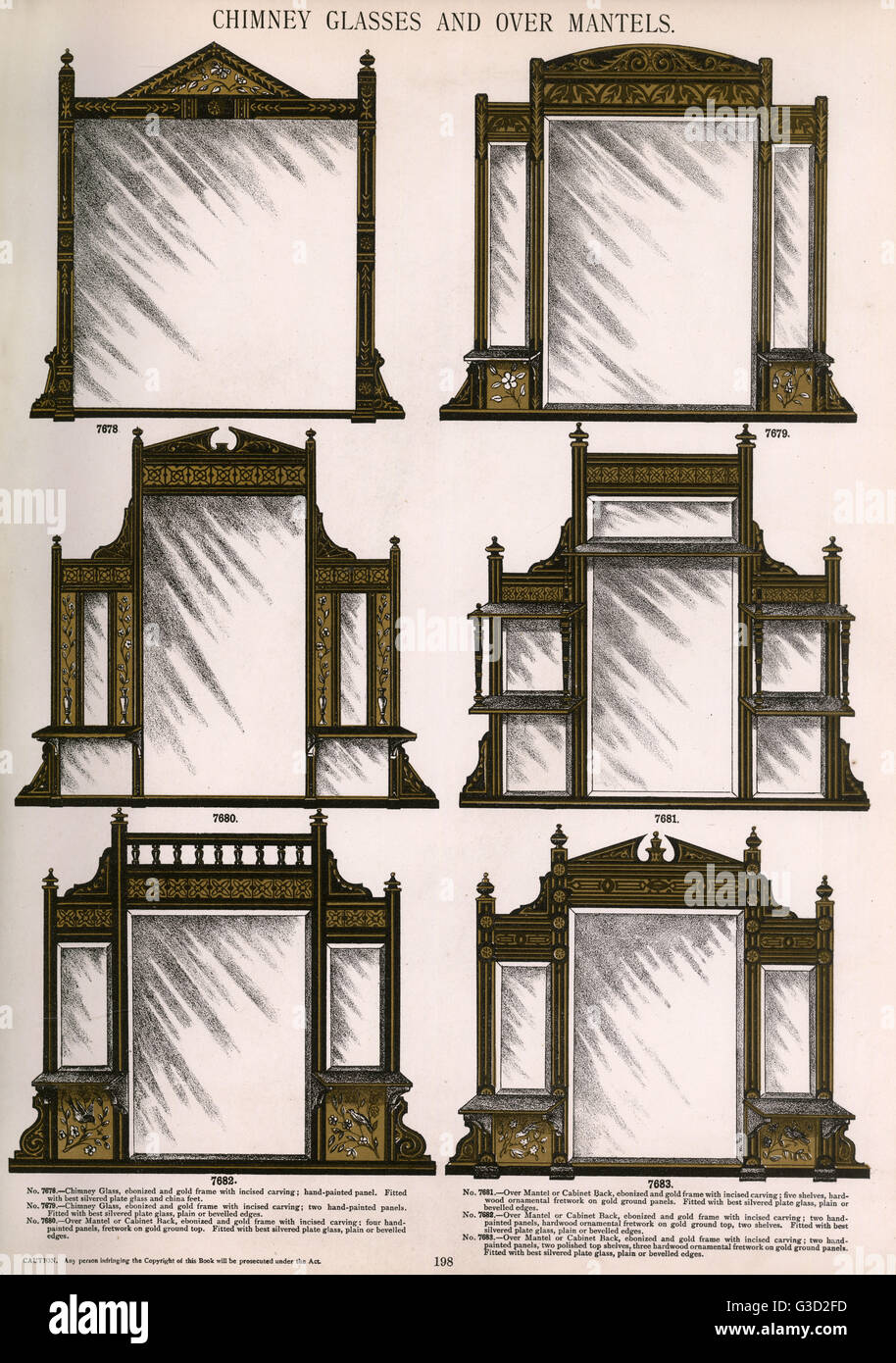 Chimney glasses and over mantels, Plate 198, showing a range of ... Chimney glasses and over mantels, Plate 198, showing a range of ...