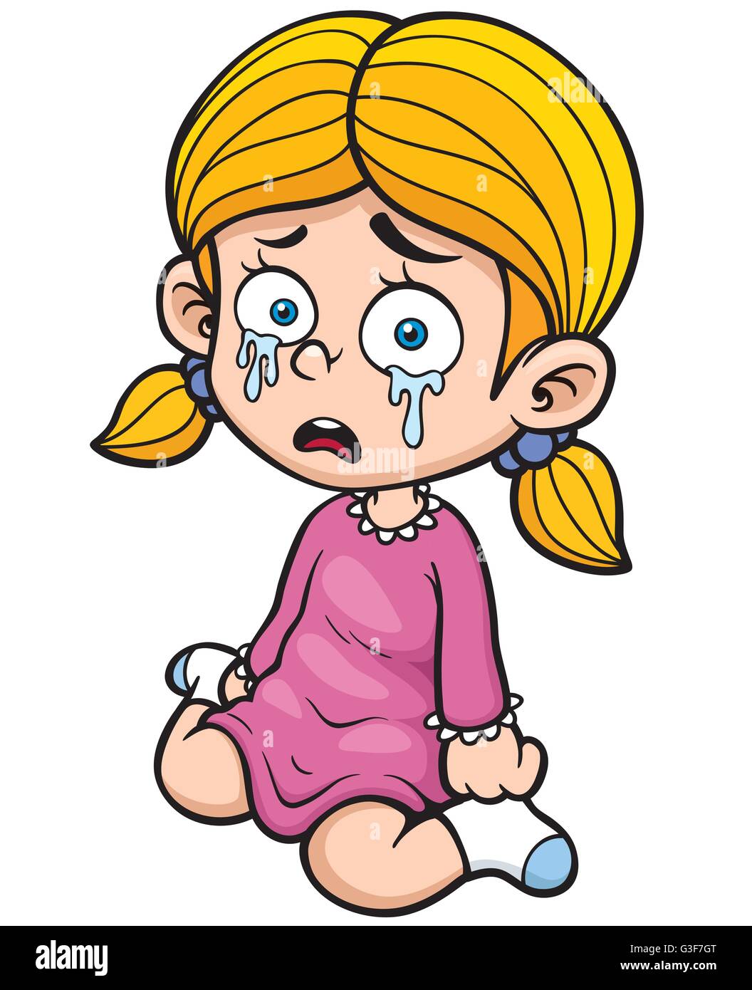 Vector Illustration Of Cartoon Girl Crying Stock Vector Art Illustration Vector Image