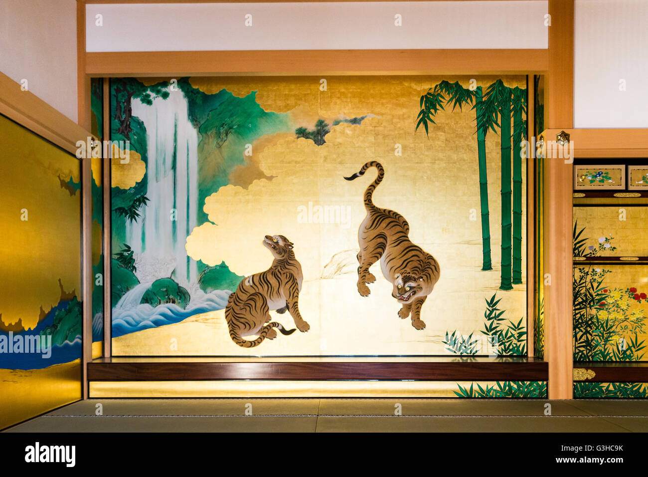 japan, nagoya castle. reconstructed hommaru palace, interior. room japan, nagoya castle. reconstructed hommaru palace, interior. room