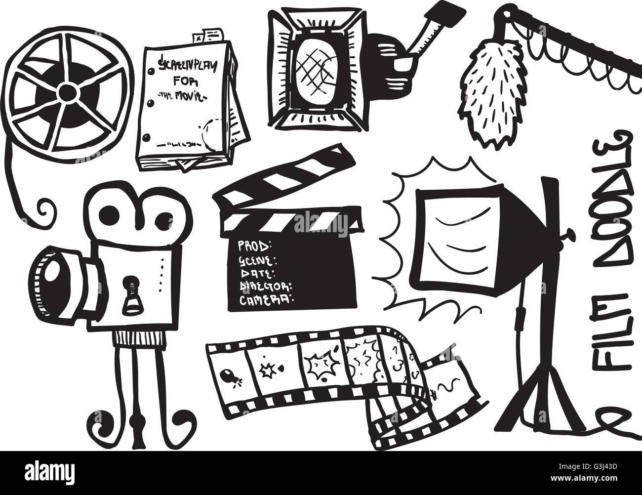Film doodle sheet Stock Vector Art & Illustration, Vector Image