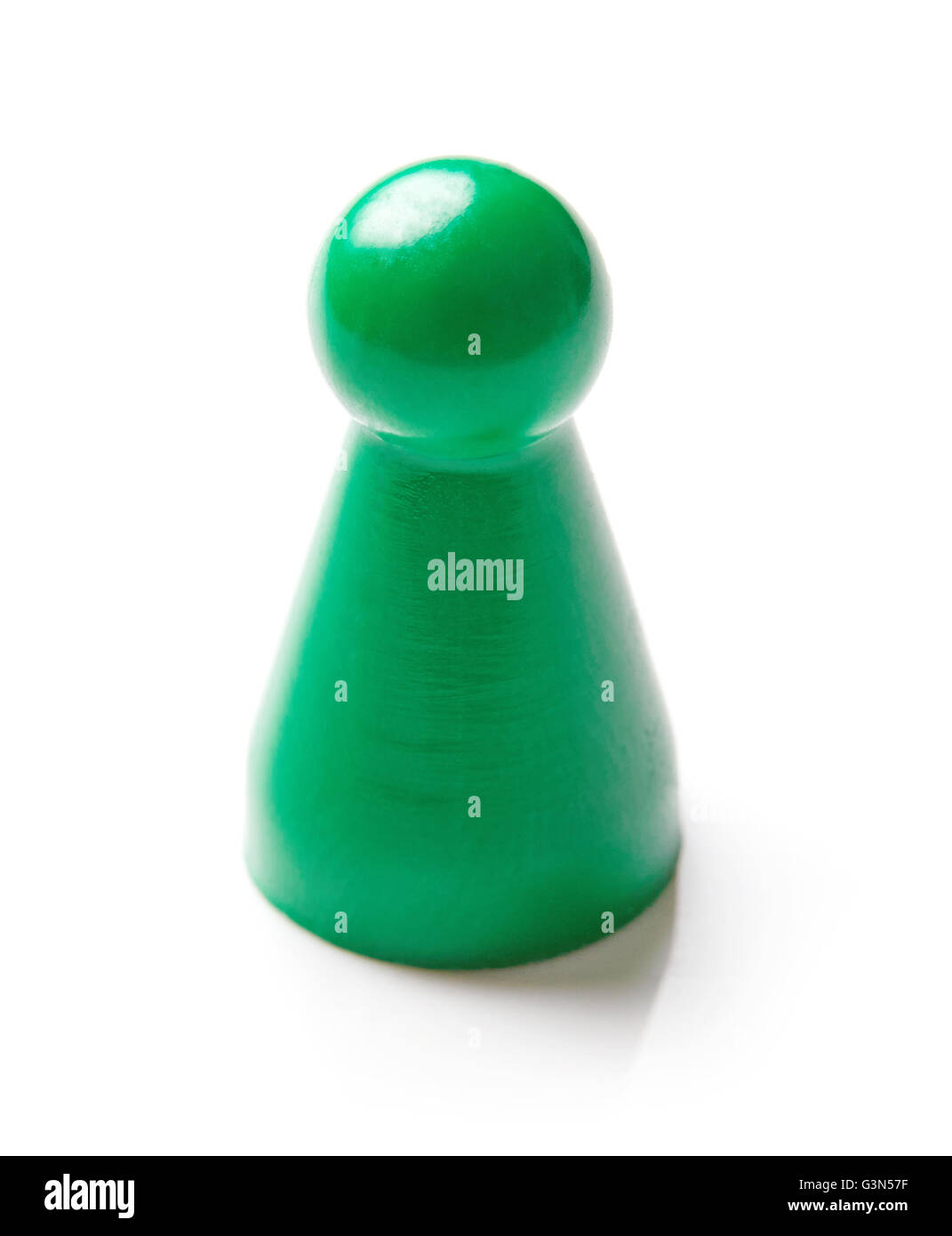 Green board game counter isolated on white background Stock Photo