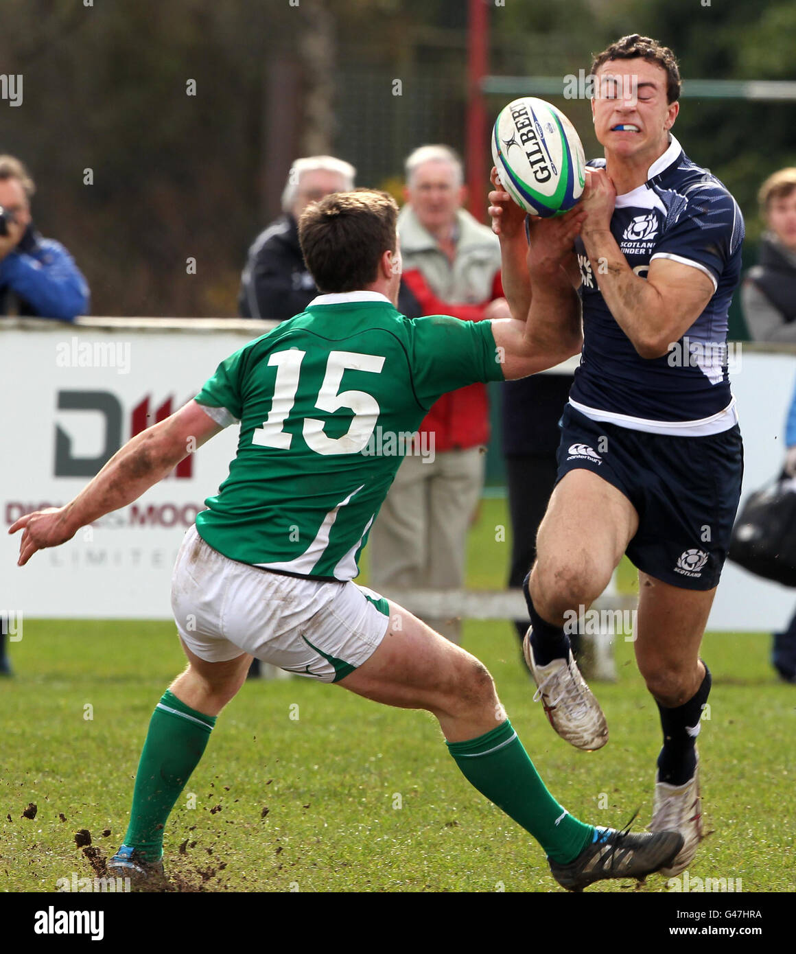 Rugbyu Scotland U18s Full Length Tackling Mangsm Hi Res Stock