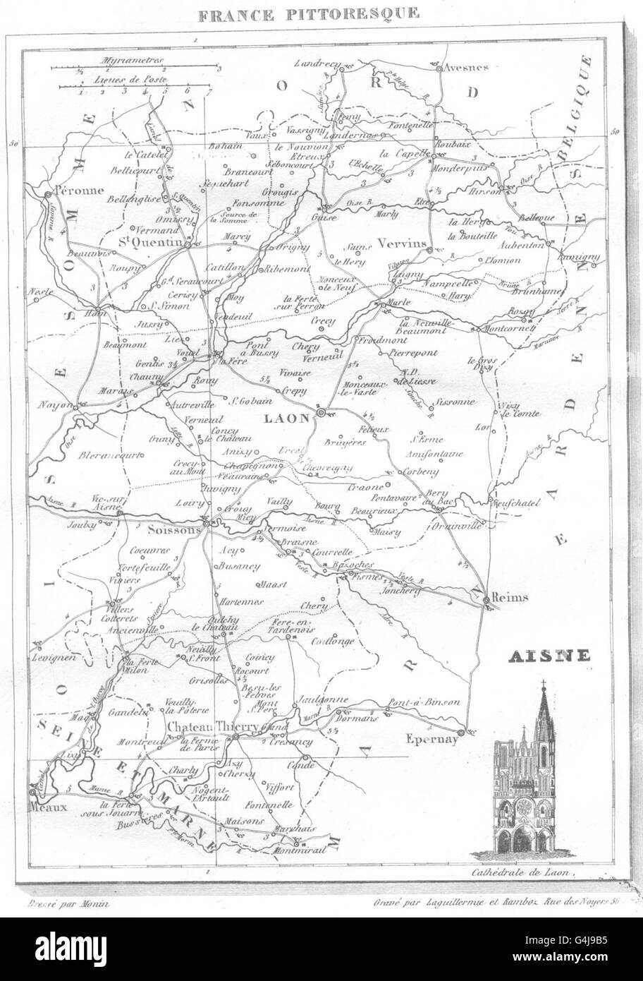 AISNE Aisne Département 1835 antique map Stock Photo Alamy