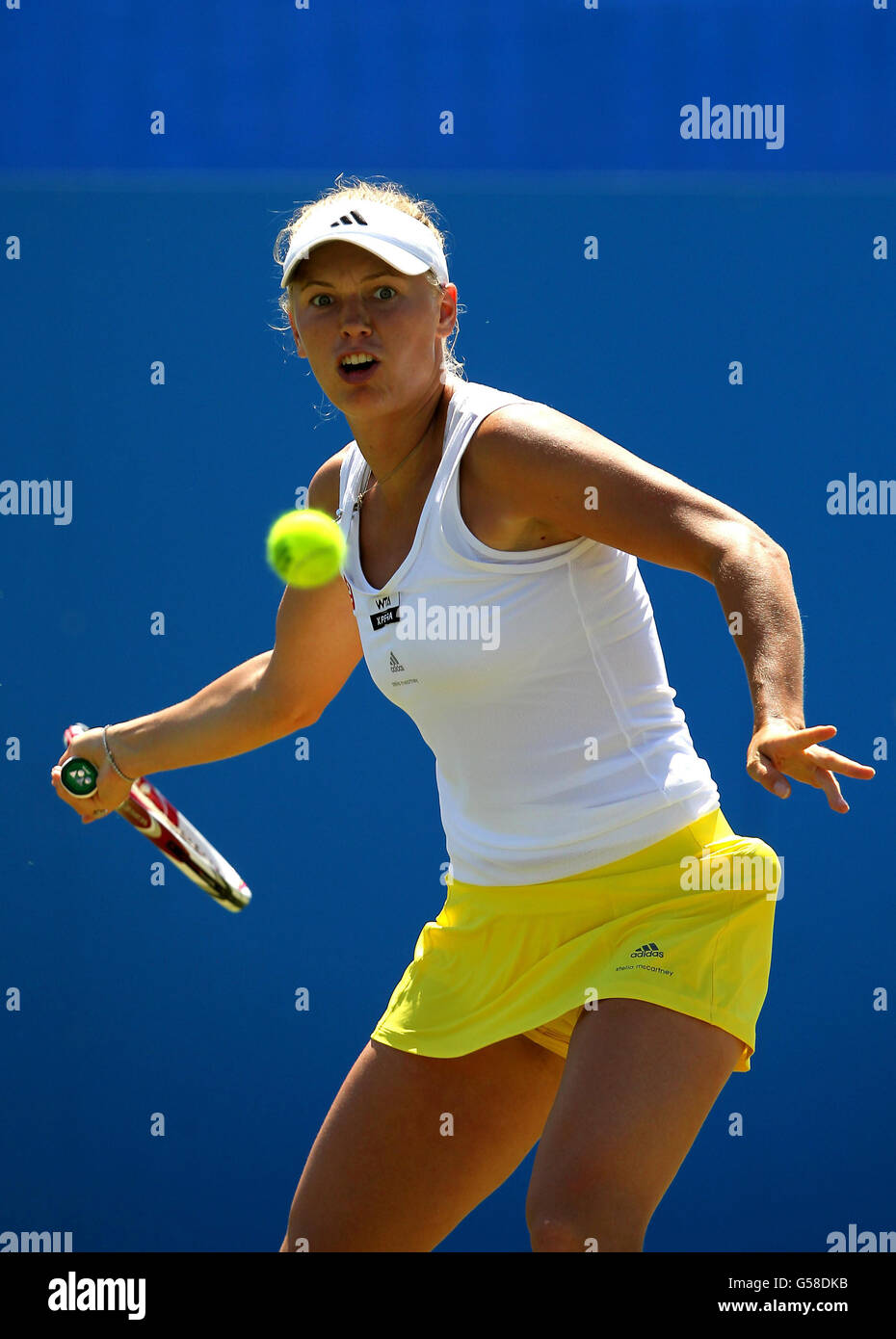 Denmark S Caroline Wozniacki In Action Against The Usa S Christina