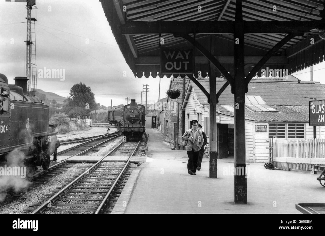 Glastonbury and Street station on the branch from Wells to Stock Photo, Royalty Free Image