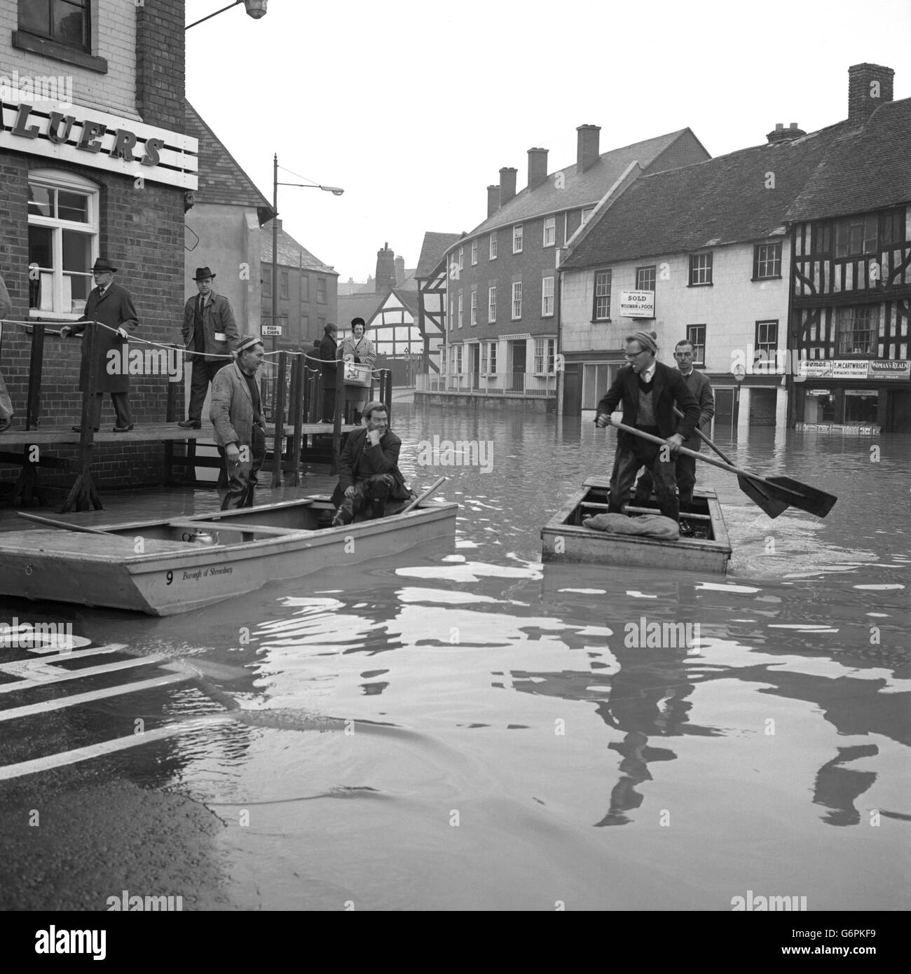Weather Flooding Shrewsbury Stock Photo, Royalty Free Image