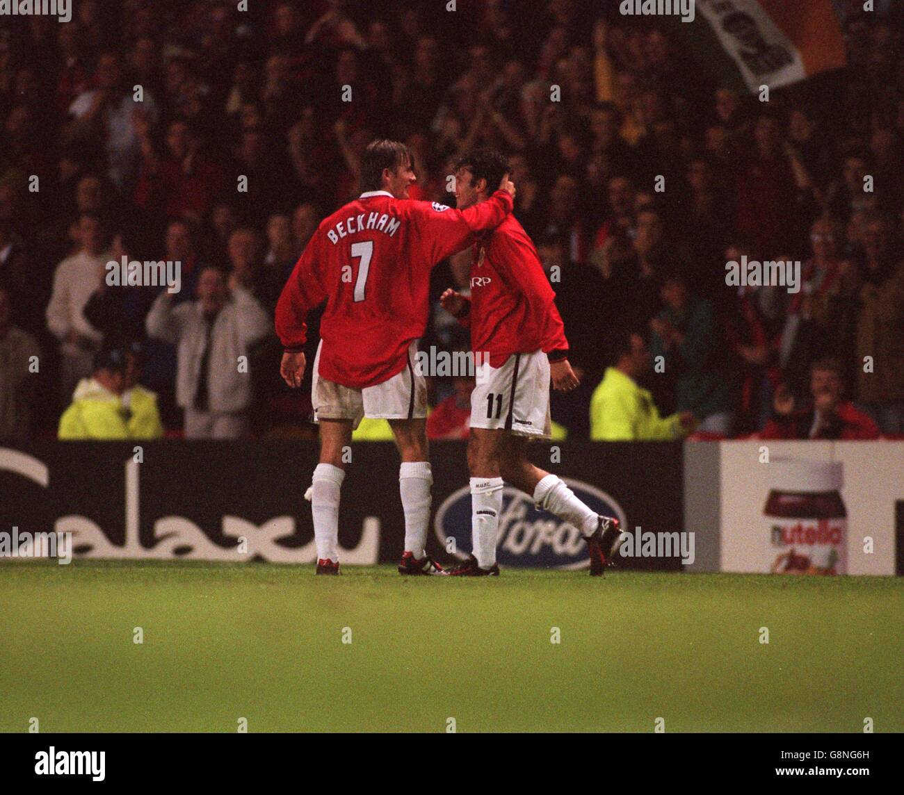 Manchester Uniteds David Beckham Left And Ryan Giggs Right Celebrate Hi