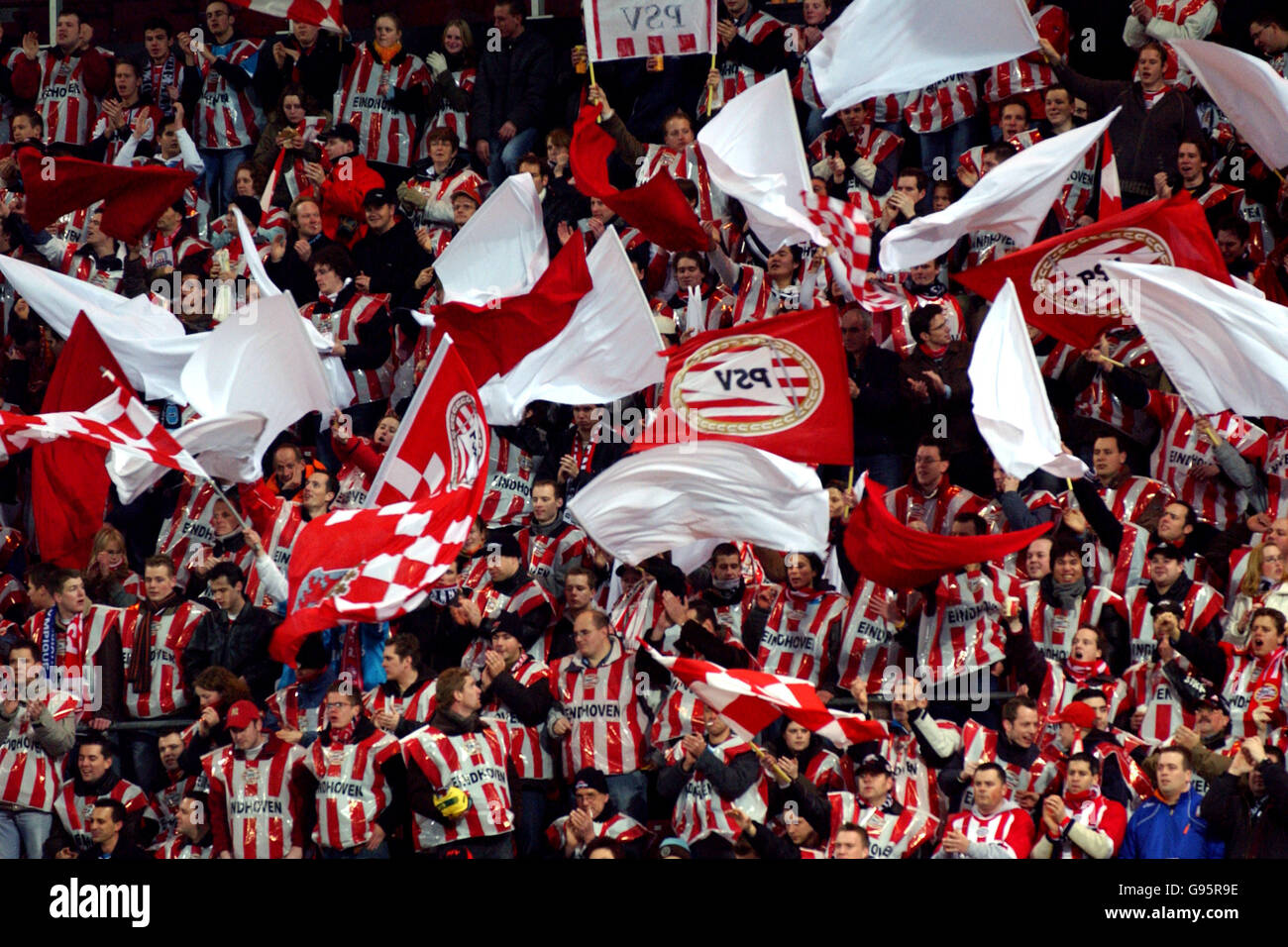 Philips Stadium Psv Eindhoven Fans With Flags And Banners Hi Res Stock