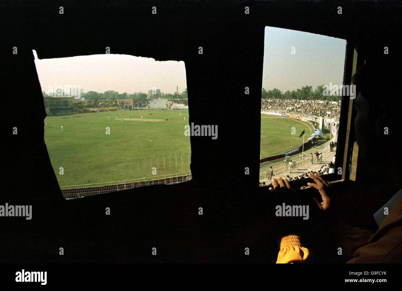 A Scoreboard Operator Views The Second Test Match Between Pakistan And