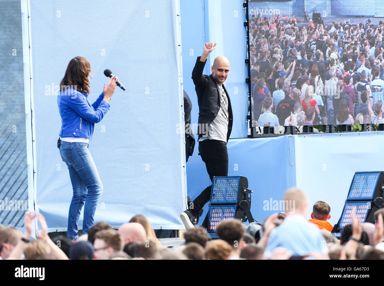 Manchester City Manager Pep Guardiola Is Unveiled To Fans By Presenter