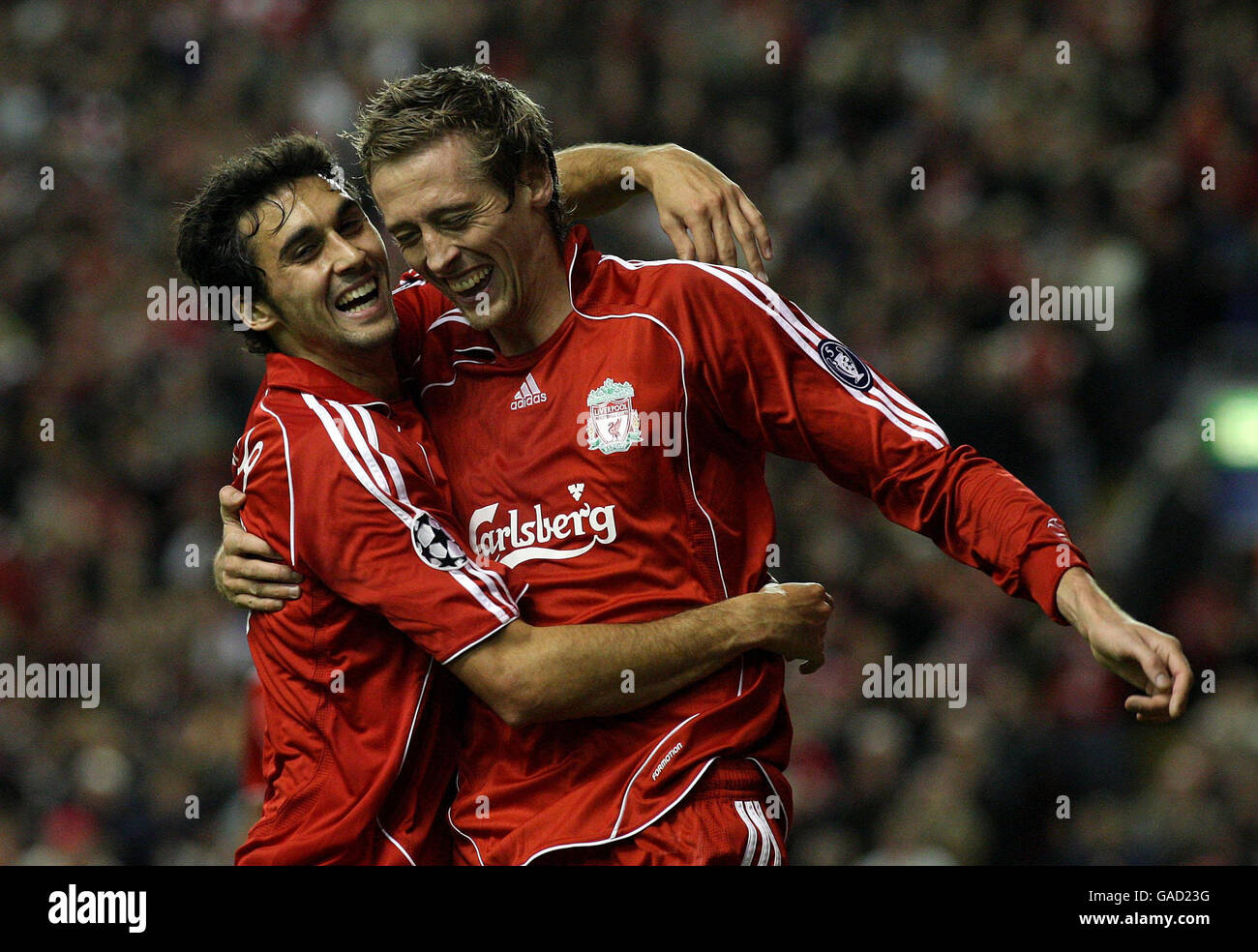 Liverpools Peter Crouch Celebrates Goal Uefa Champions League Match