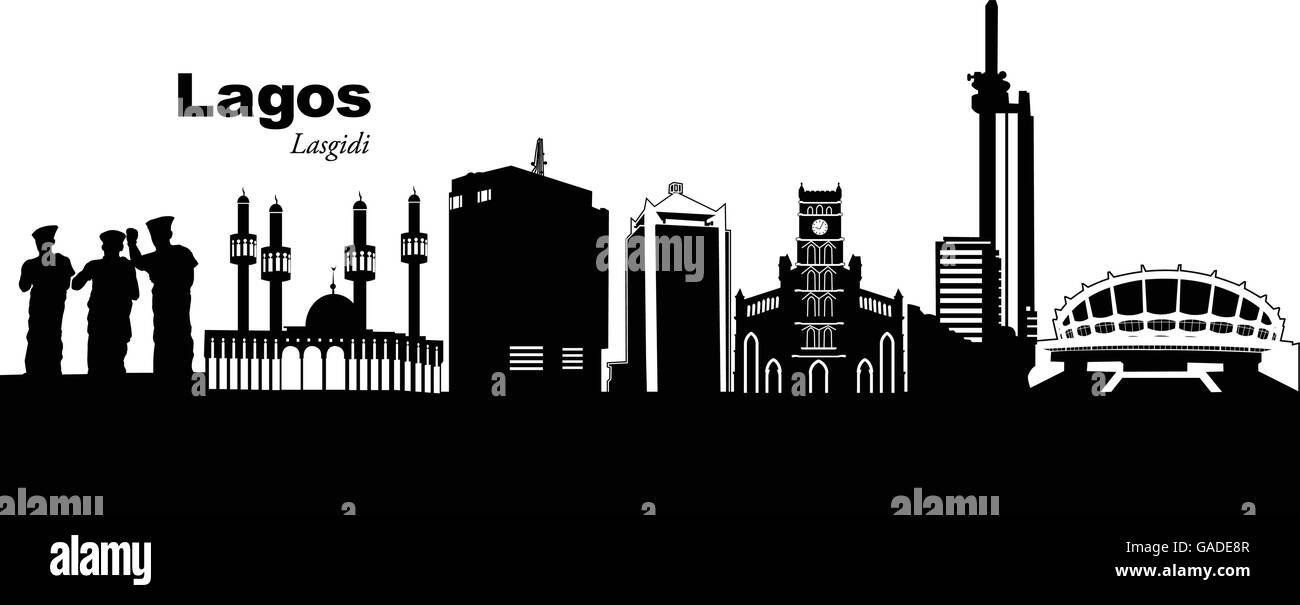vector-illustration-of-the-skyline-of-lagos-nigeria-stock-vector-art