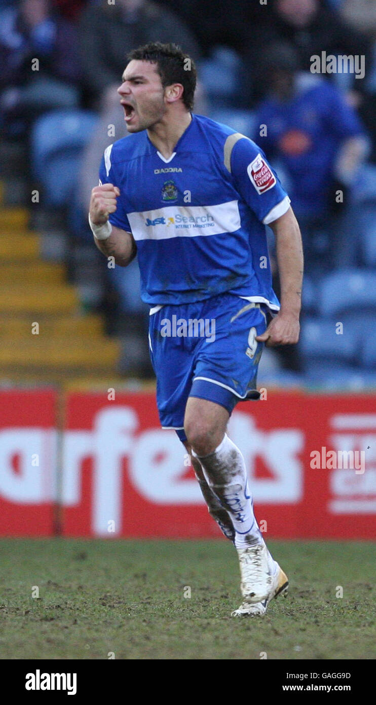 Stockport County S Anthony Elding Celebrates Scoring Stockport S Second