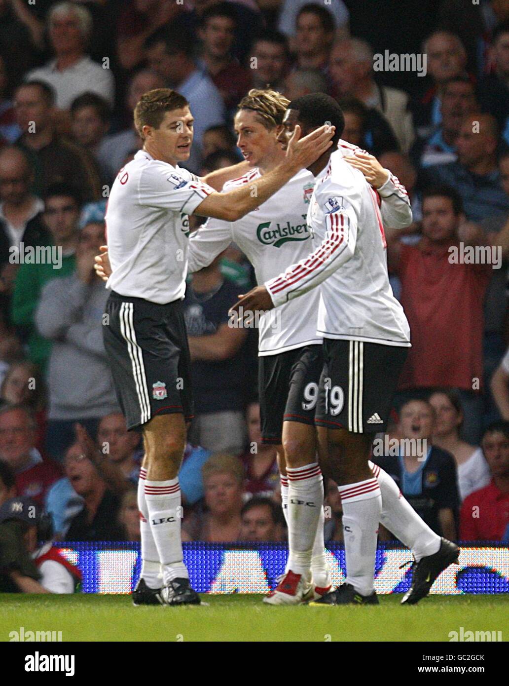 Liverpool S Fernando Torres Celebrates Scoring His Sides Third Goal Of