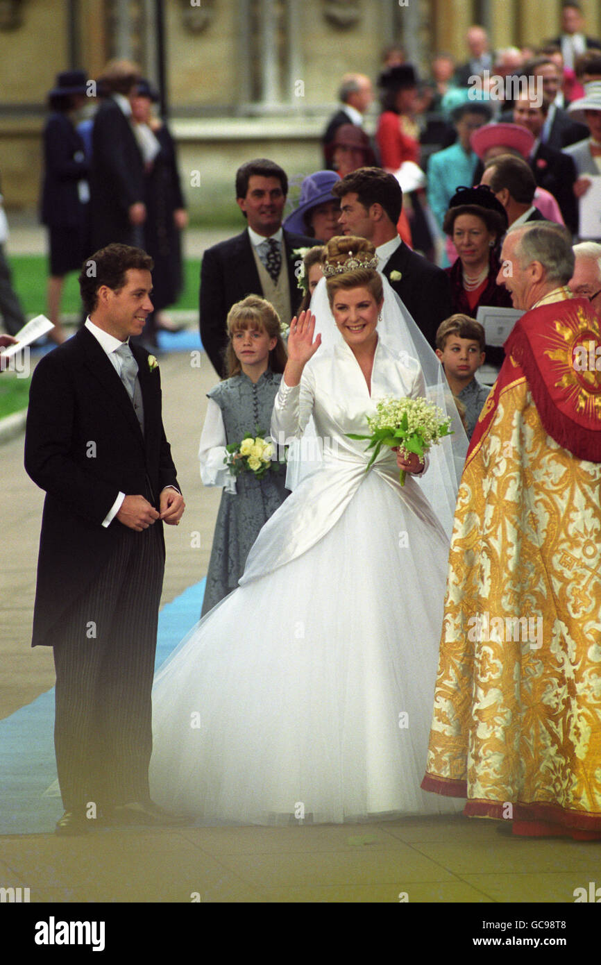 Royalty Viscount Linley and The Hon. Serena Stanhope Wedding Stock