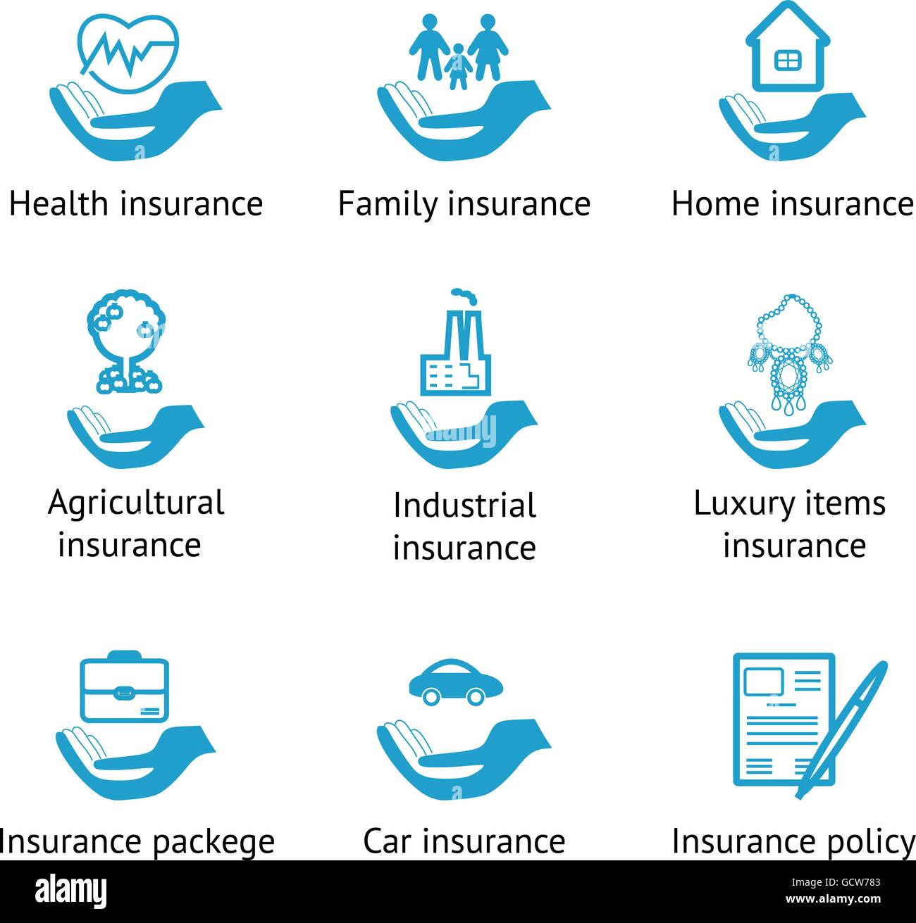 Vector Insurance Icons Set Stock Vector Image Art Alamy