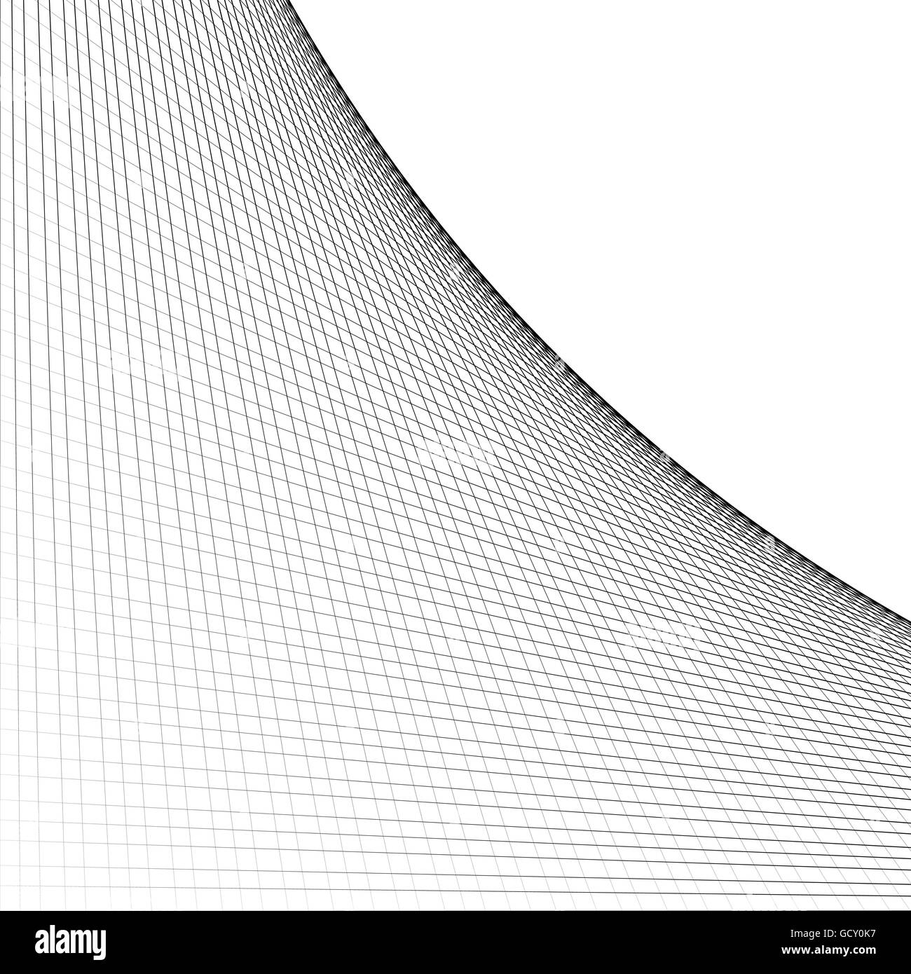 Grid Mesh Of Intersecting Lines With Curve Arc Spreading From The