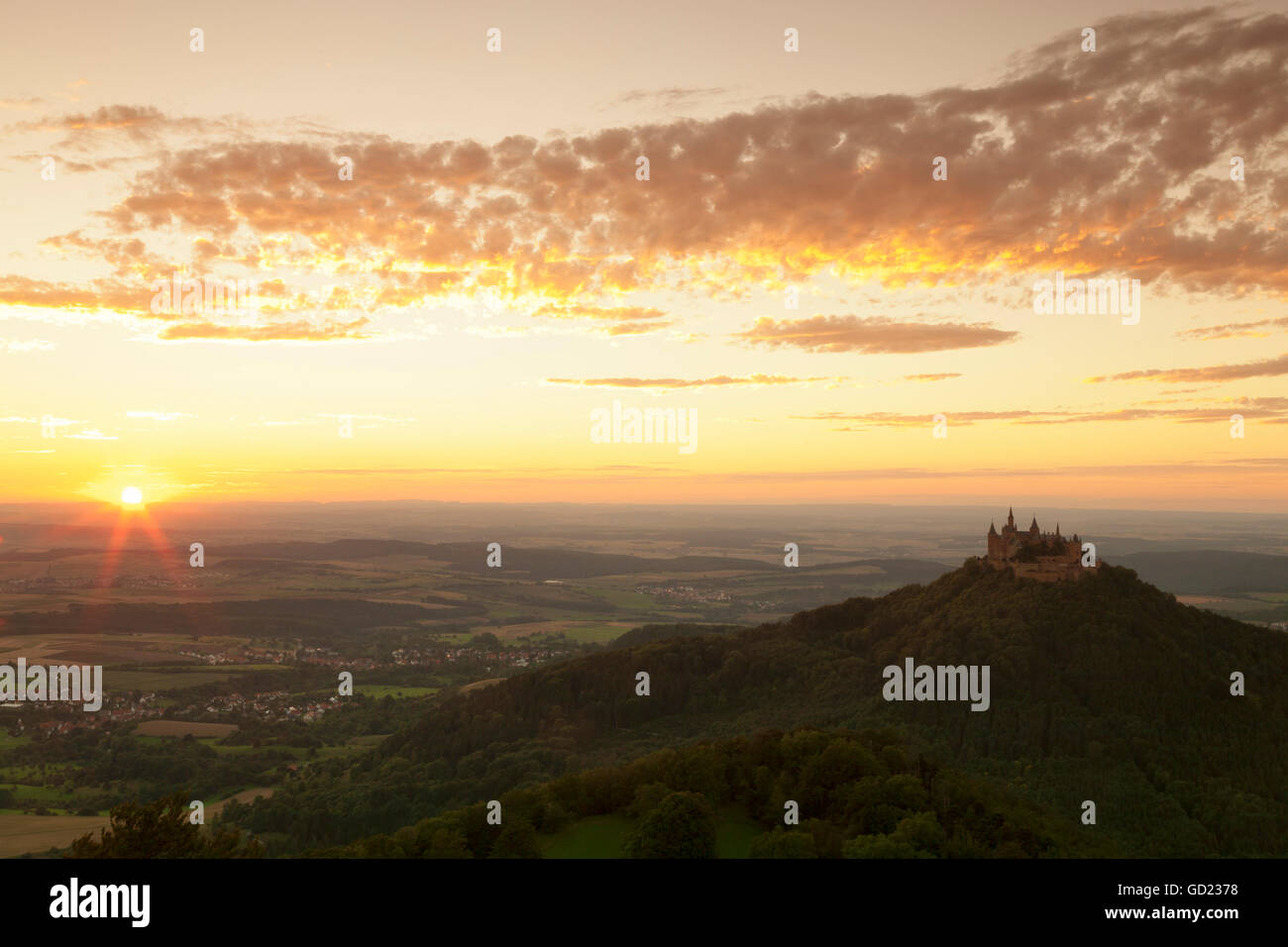 Burg Hohenzollern Castle At Sunset Hechingen Swabian Alps Baden