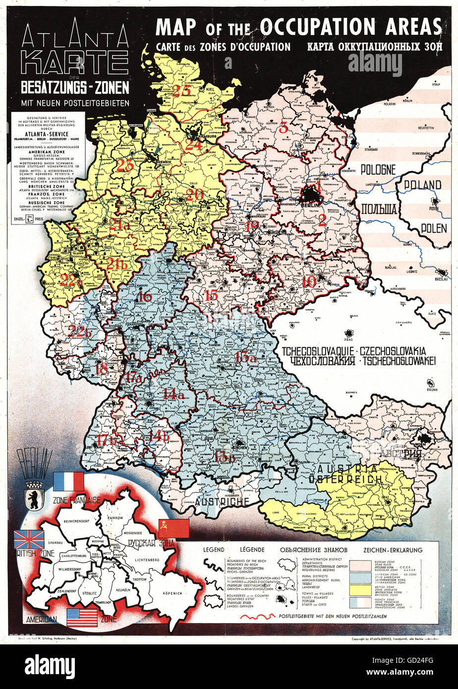 Austria Zones Of Occupation Map High Resolution Stock Photography And