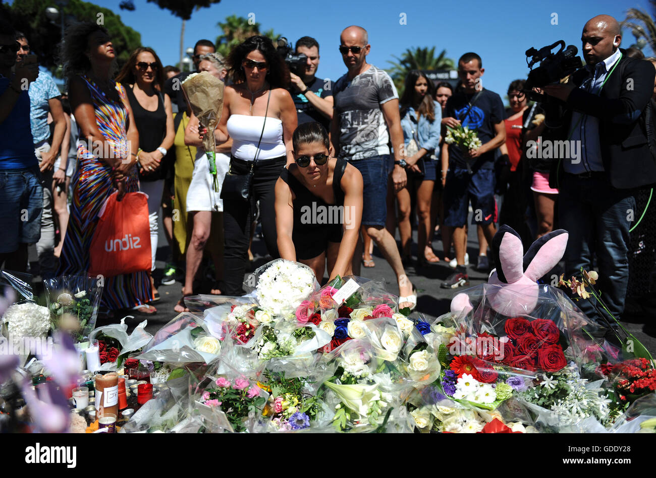 Nice France 15th July 2016 People Lay Down Floral Tributes Near The Scene In 15 Where A Truck Drove Into Crowd During Nice France 15th July 2016 People Lay Down Floral Tributes Near The Scene In 15 Where A Truck Drove Into Crowd During