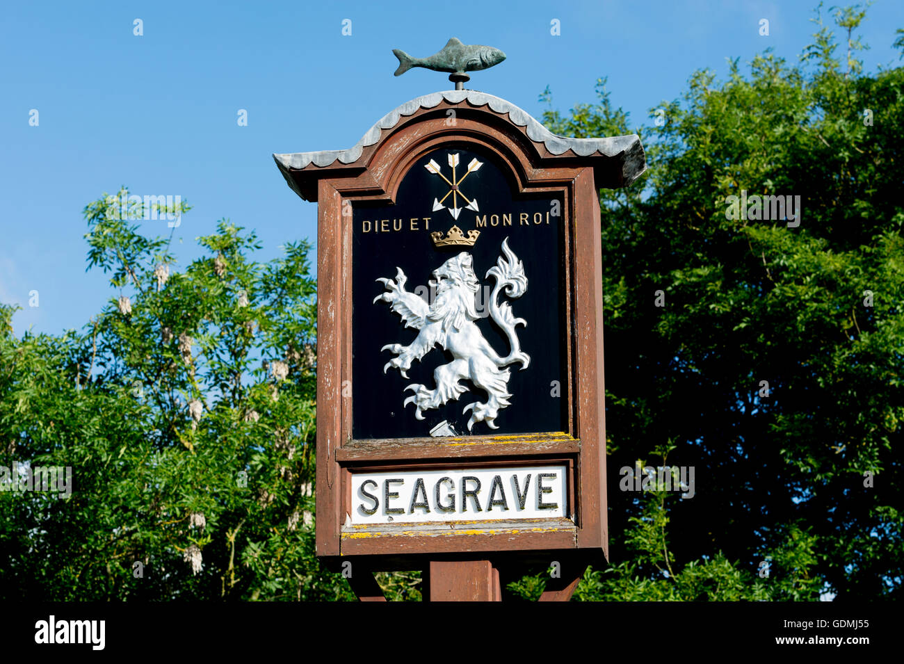 Seagrave village sign, Leicestershire, England, UK Stock Photo, Royalty