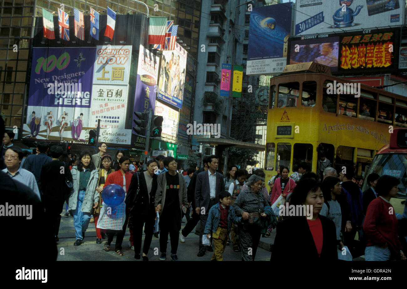 The Road Szene In Central Hong Kong In The South Of China In Asia Stock