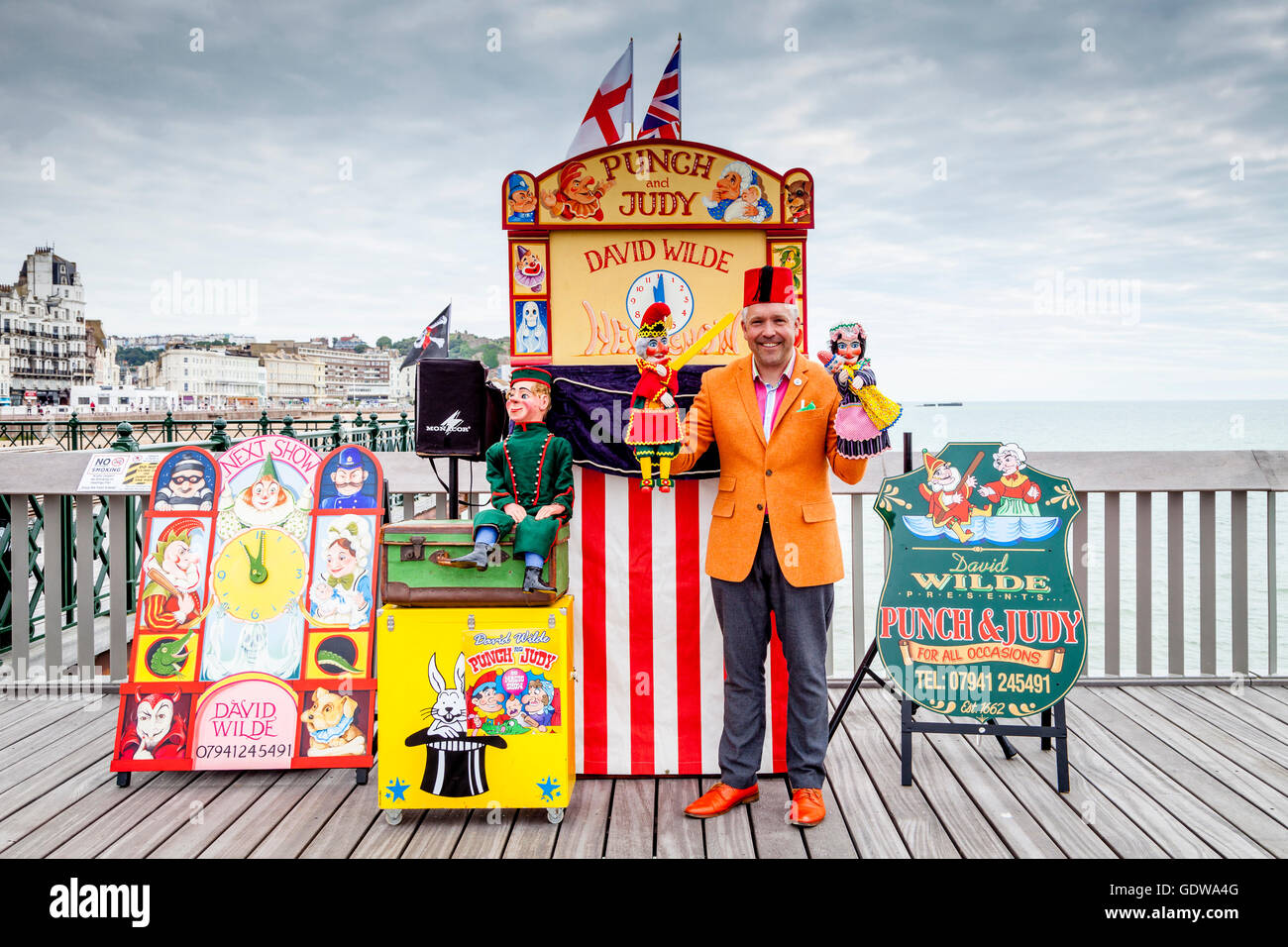 Children's Entertainer David Wilde With His Punch and Judy Puppets