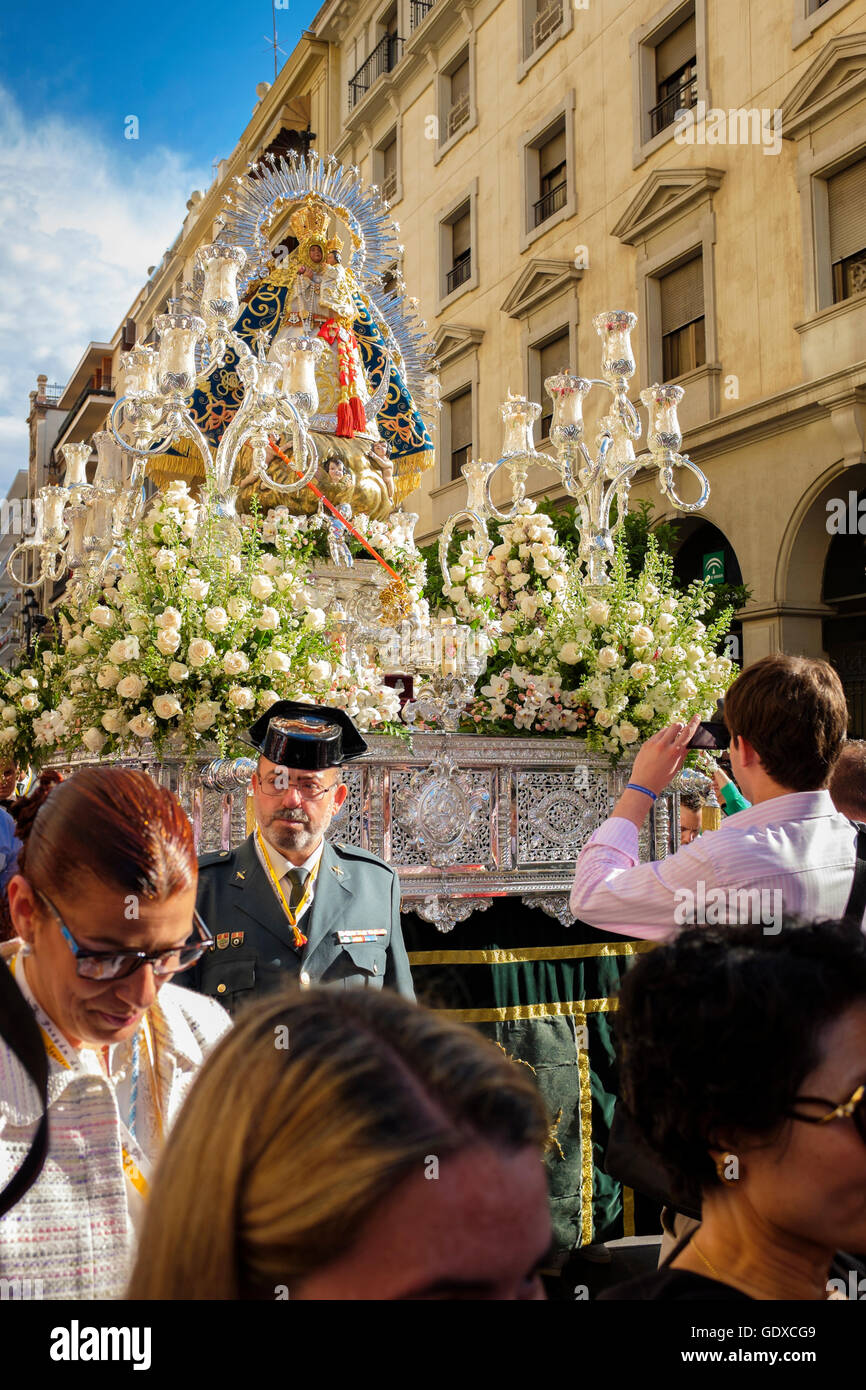 Religious procession in the Spanish city of Seville Stock Photo