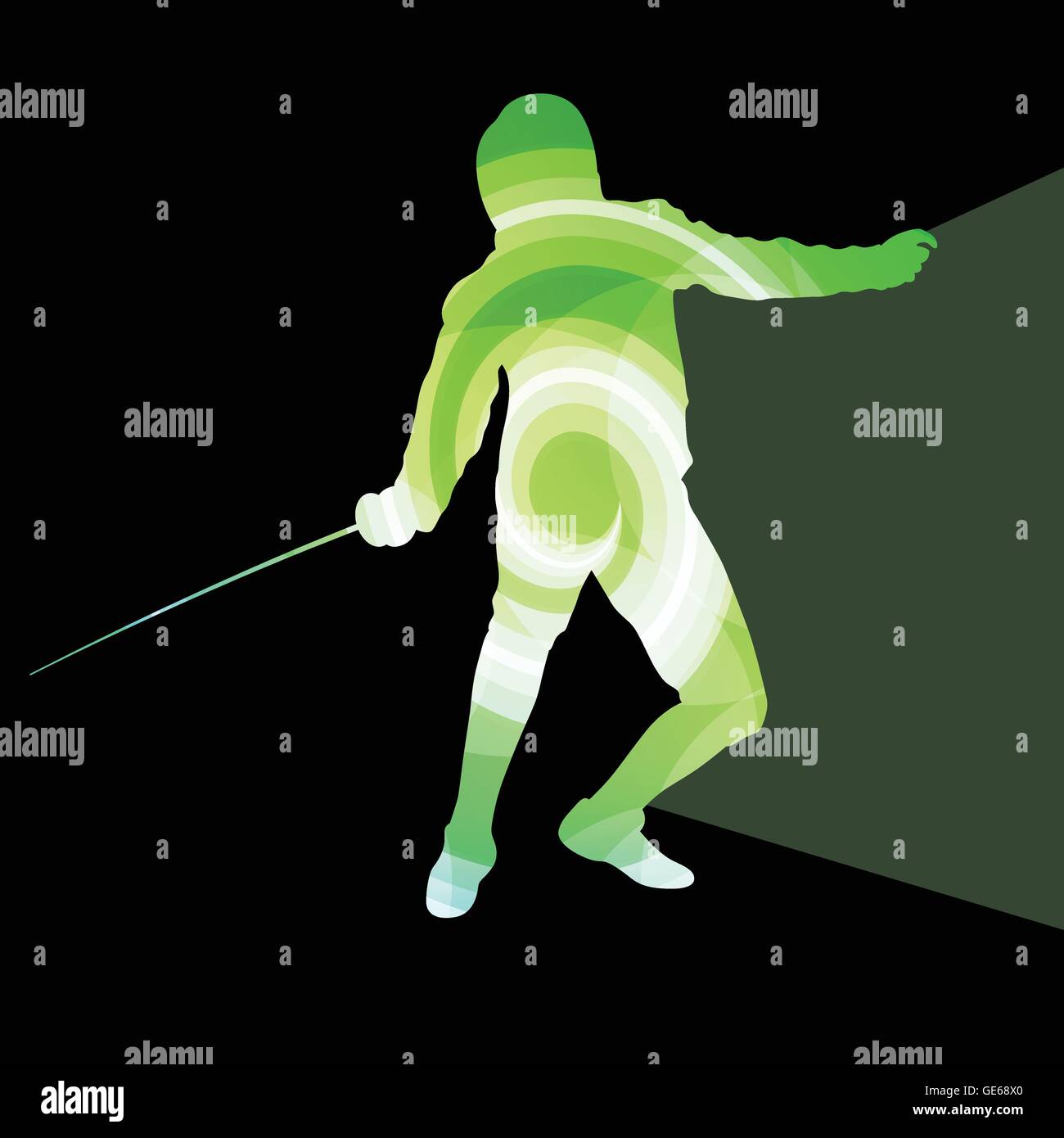 Fencing Man Silhouette Vector Background Colorful Concept Made Of