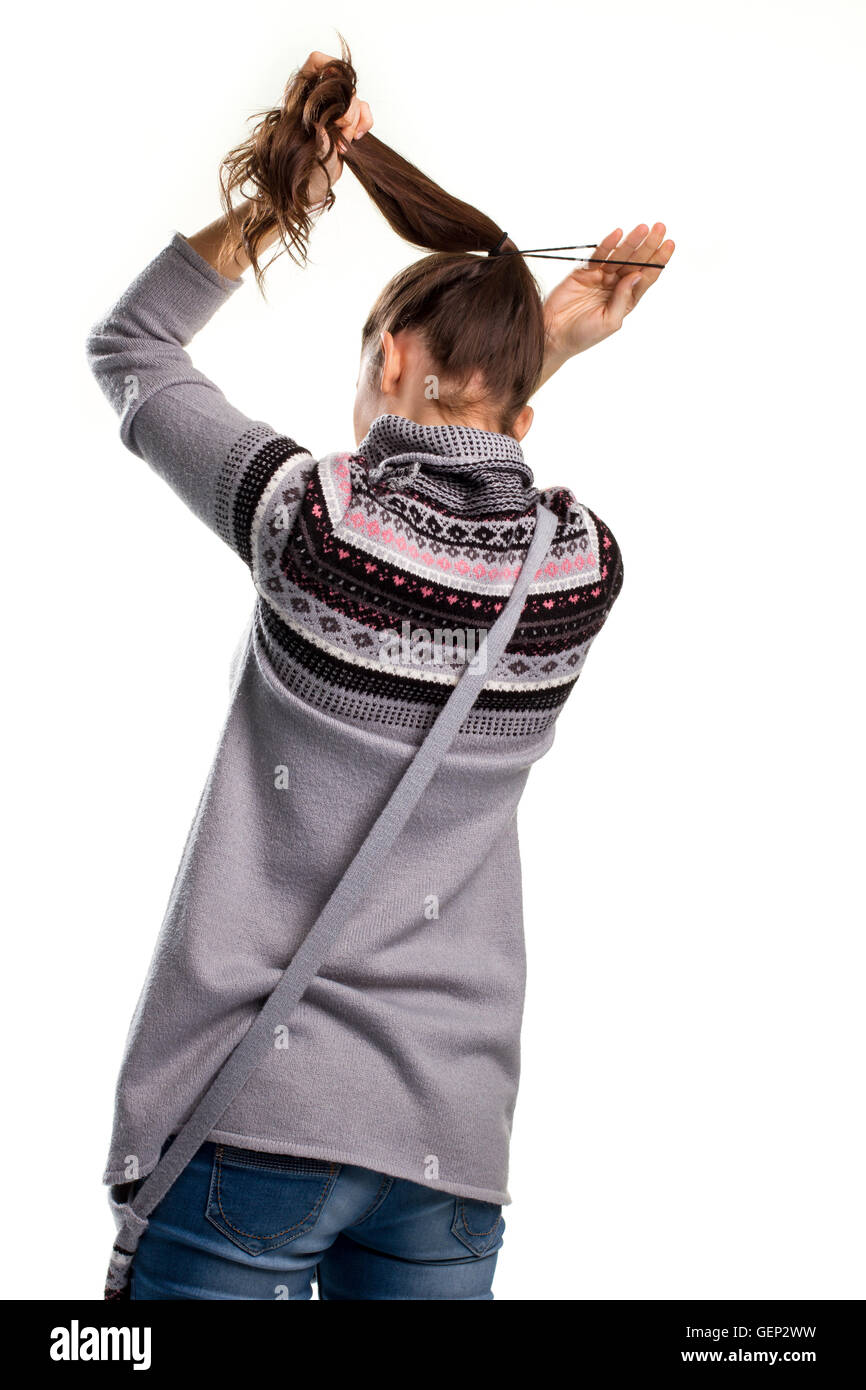 Girl touches her hair Stock Photo, Royalty Free Image 112352629 Alamy