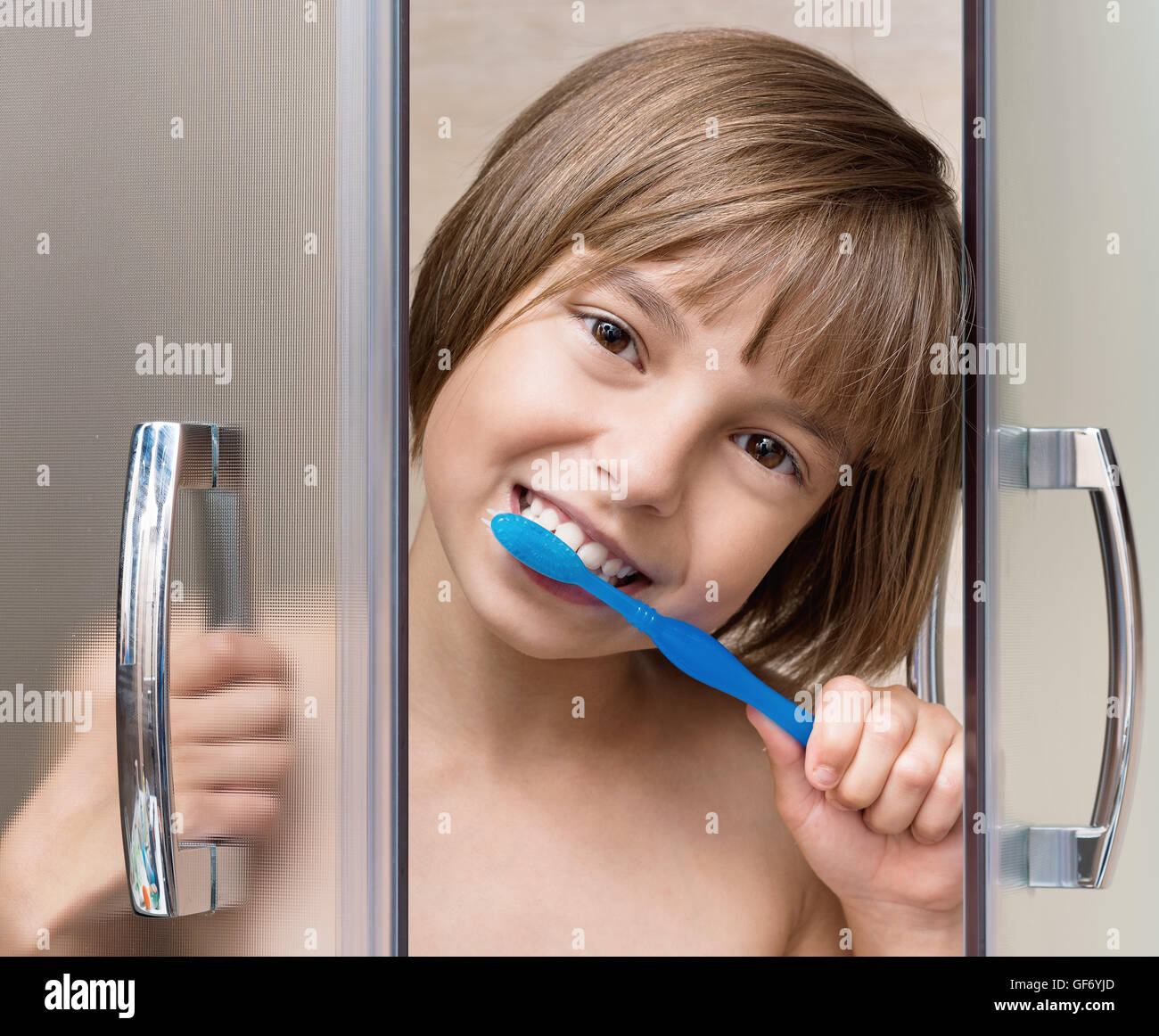 Brushing her teeth with limp images