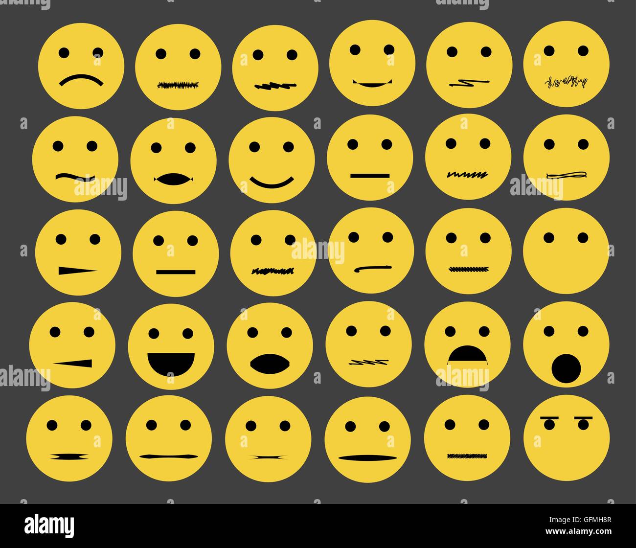 Set Of Emoticons Emoji Isolated On White Background Stock Vector Image