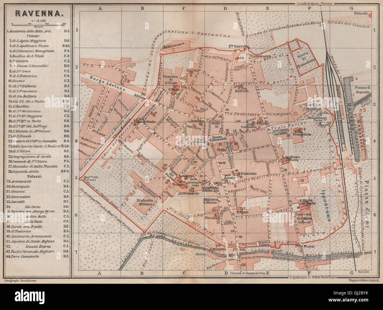 Ravenna Antique Town City Plan Piano Urbanistico Italy Mappa