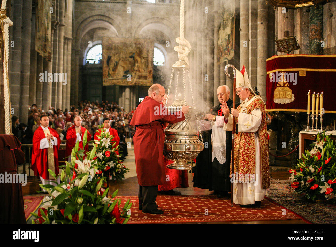 Service on July 25th, on St James Day at the altar of Santiago de Stock
